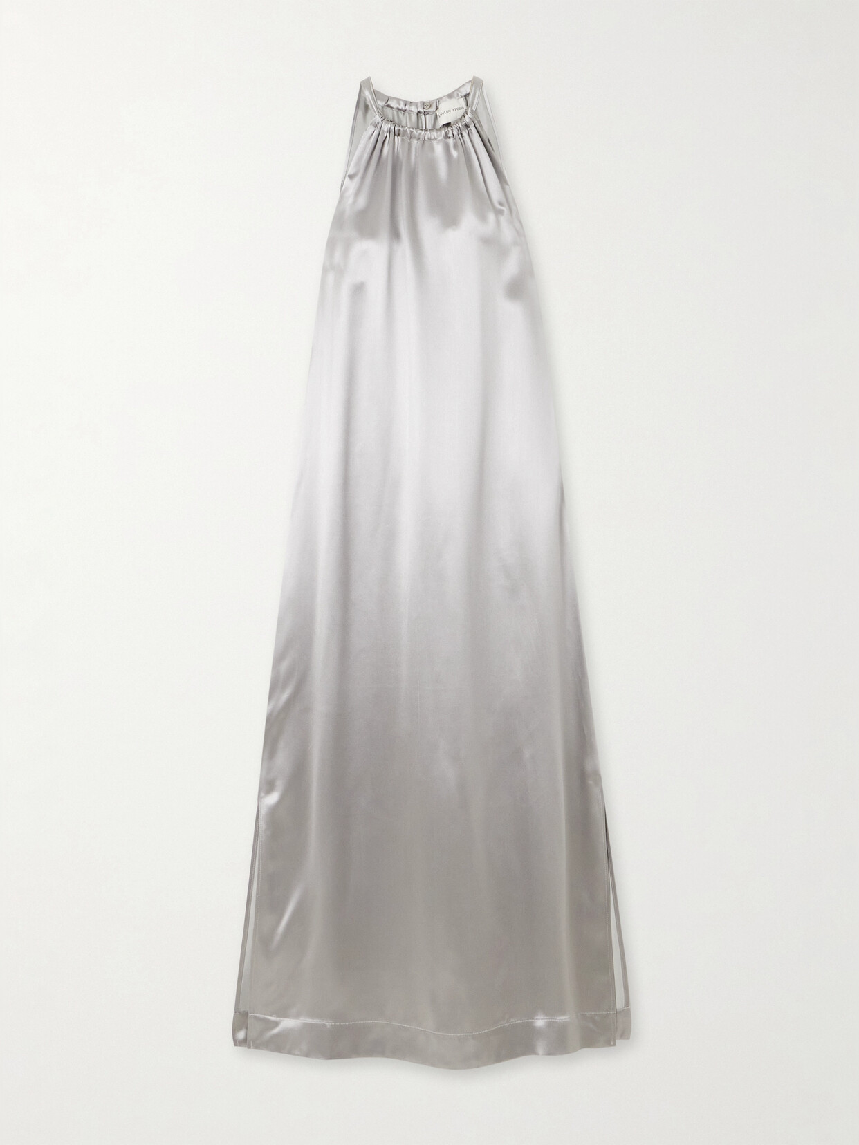 Shop Loulou Studio Morene Metallic Silk-blend Charmeuse Midi Dress In Silver