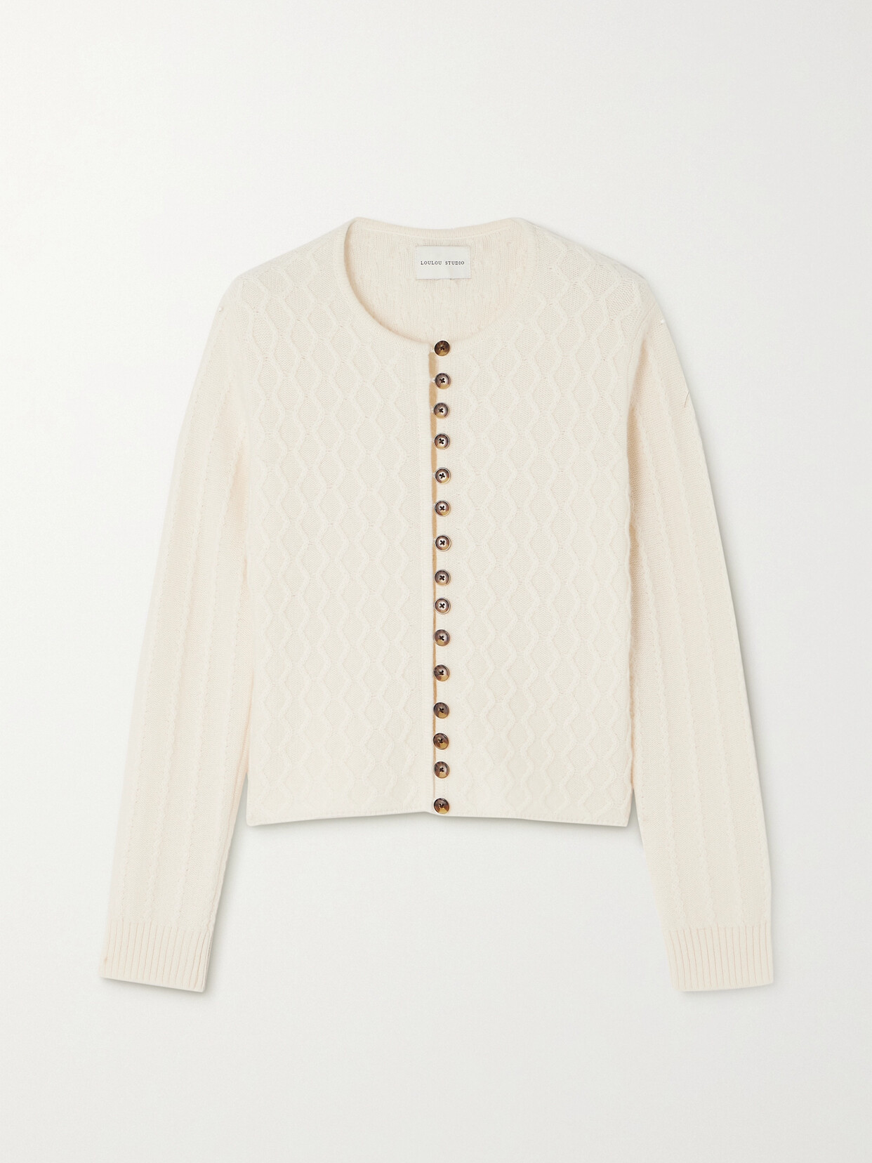 LOULOU STUDIO - Daphe Cable-knit Cashmere Cardigan - Ivory