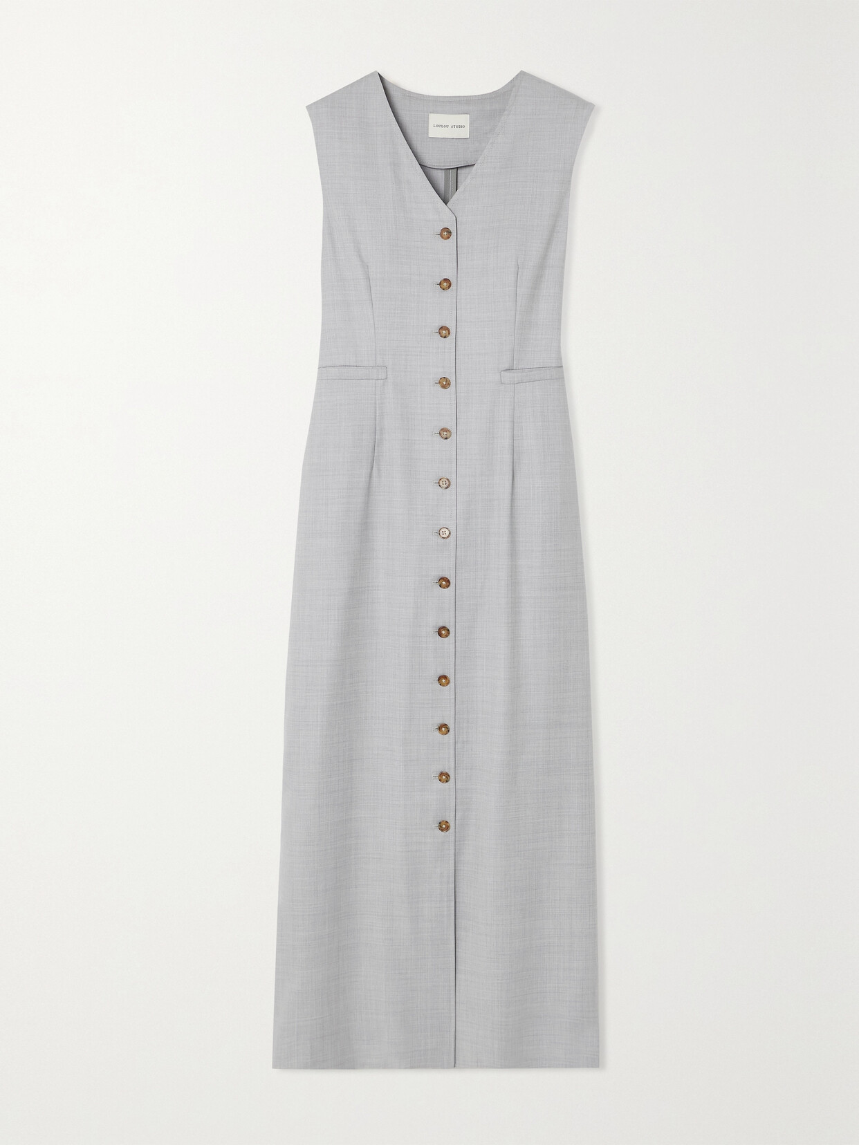 Loulou Studio Idka Wool Midi Dress In Feather Grey Mela