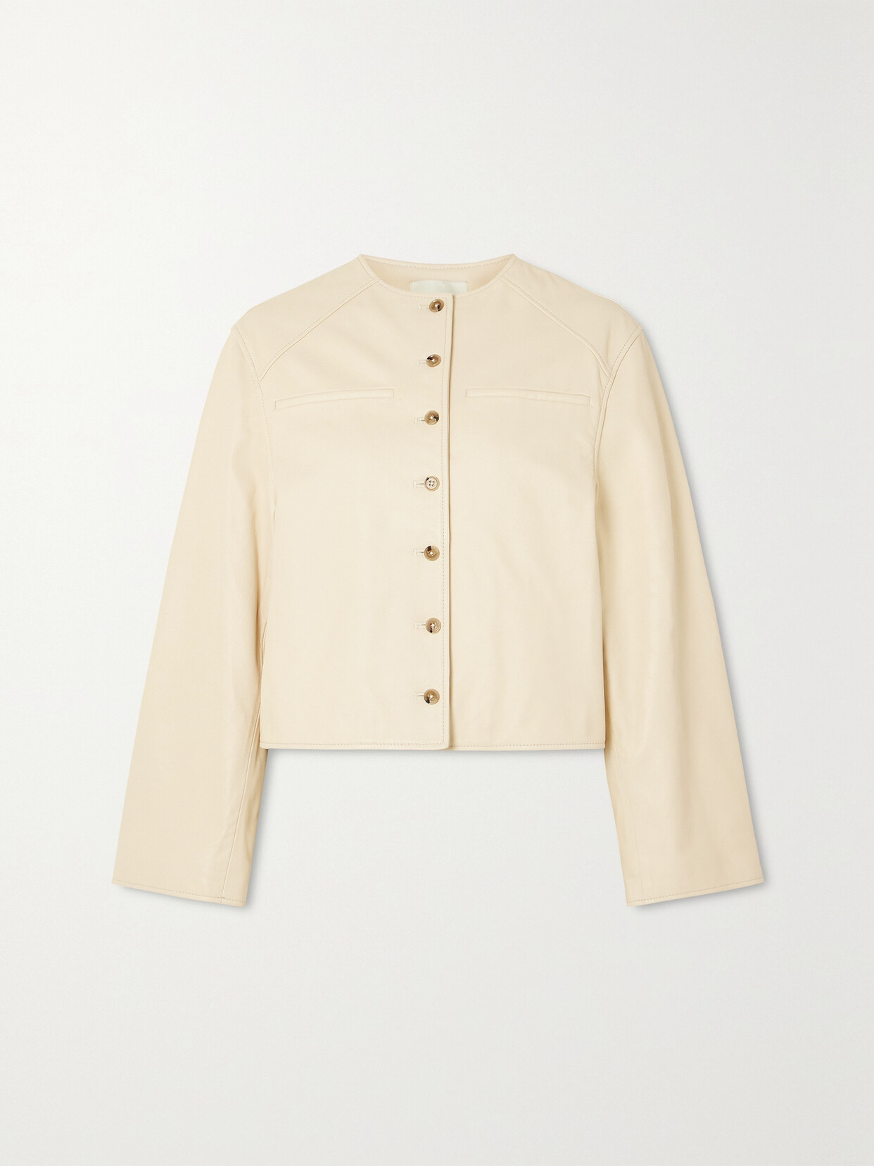 Loulou Studio + Net Sustain Brize Cropped Leather Jacket In Ivory