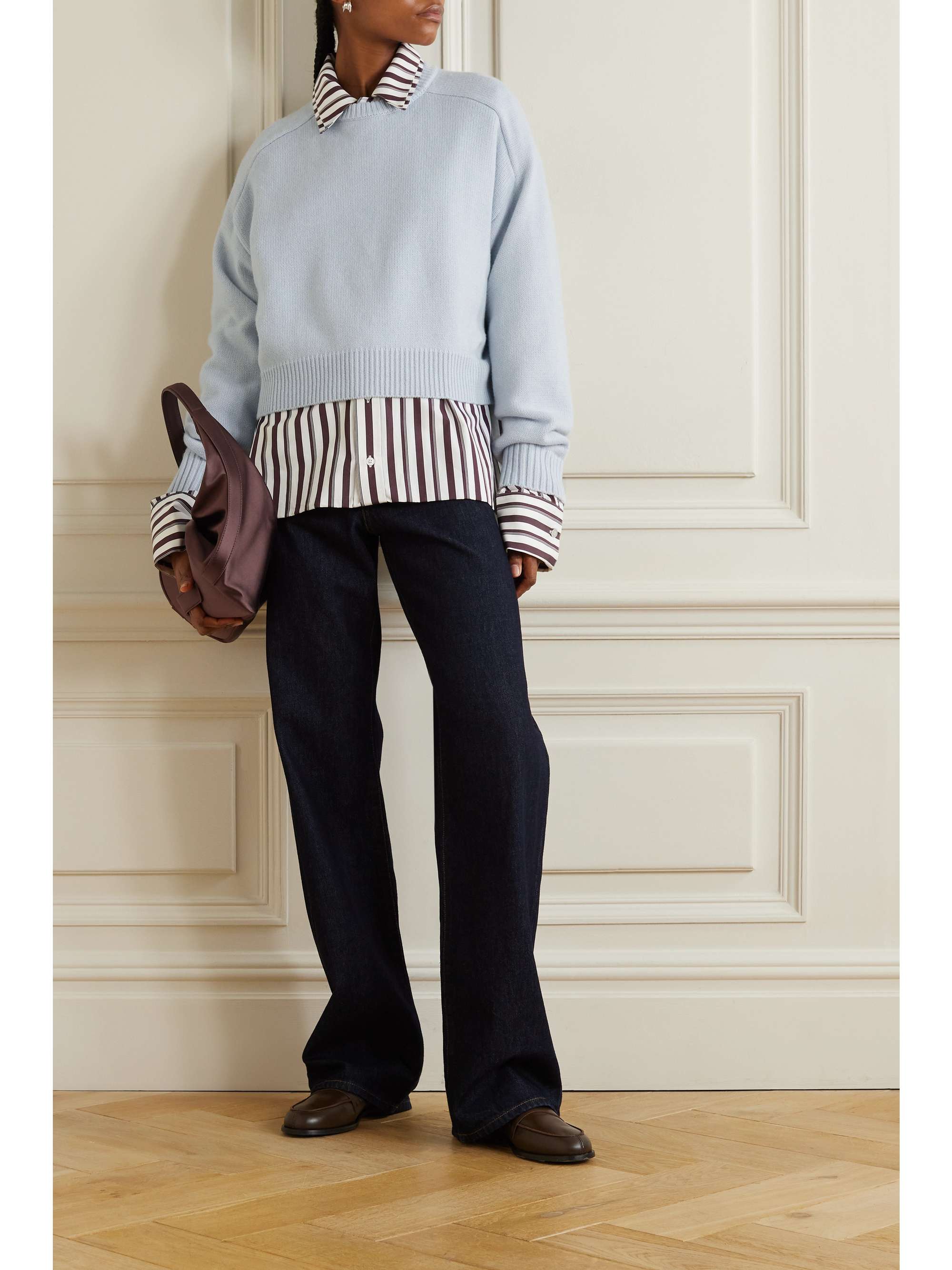 LOULOU DE SAISON Bruzzi oversized cropped wool and cashmere-blend sweater