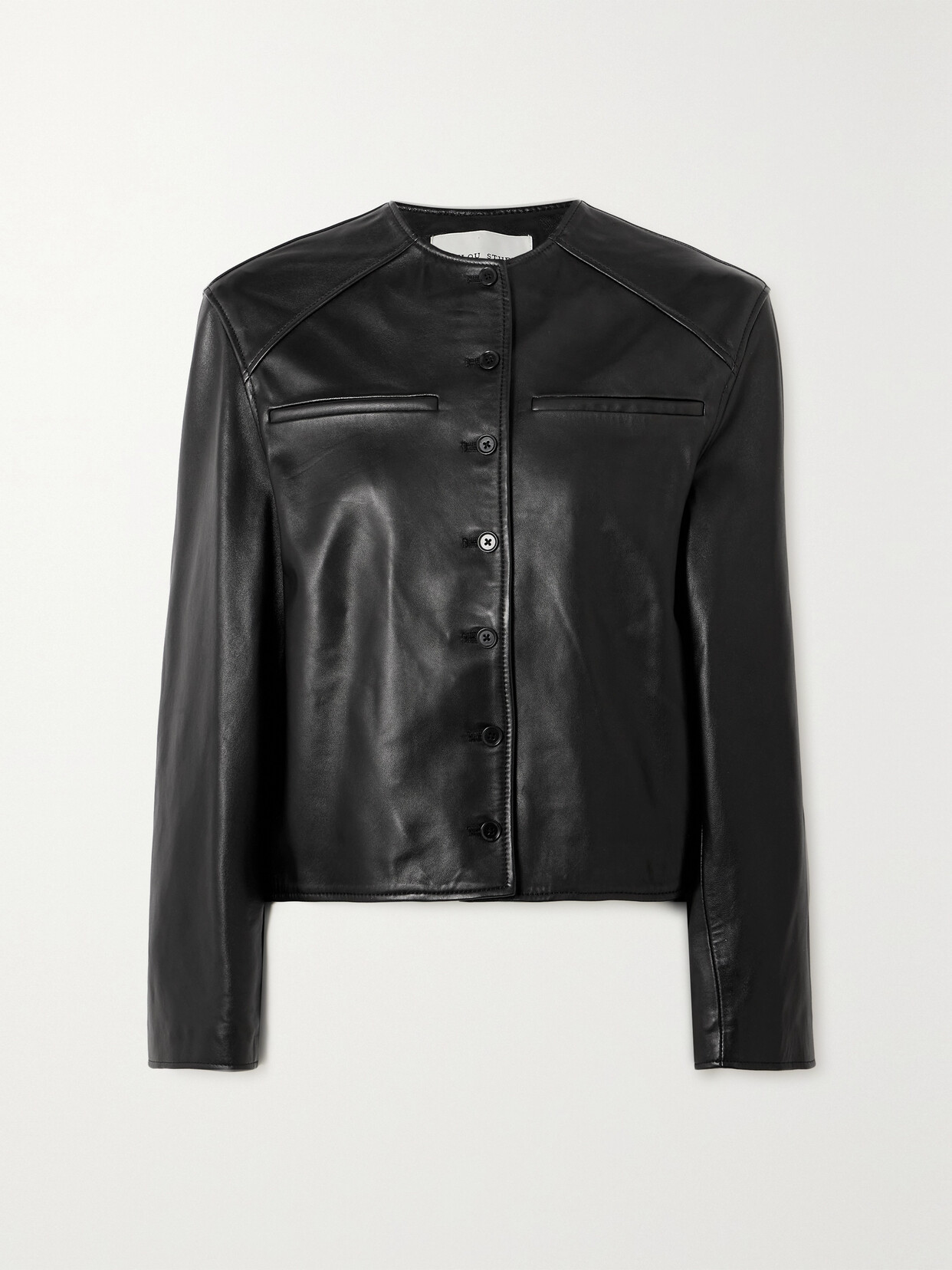 Shop Loulou Studio + Net Sustain Brize Cropped Leather Jacket In Black