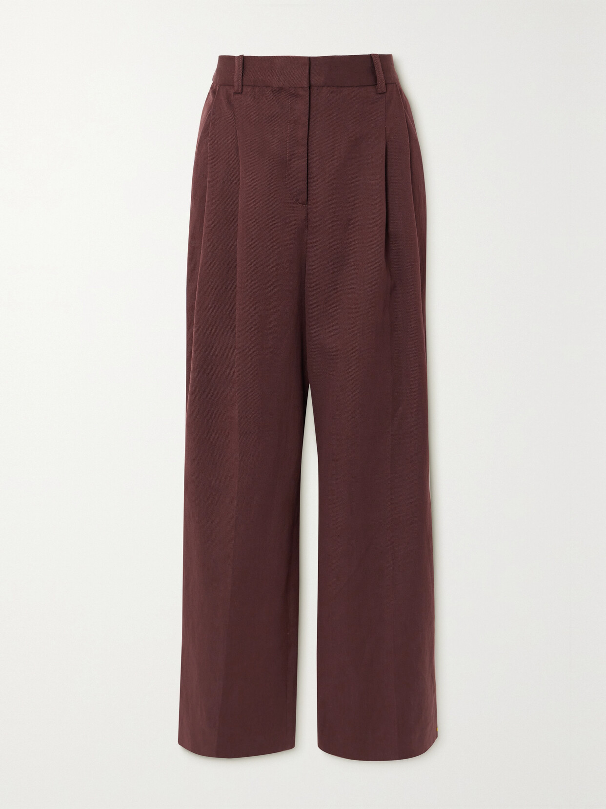 Loulou Studio Idai Cotton And Linen-blend Twill Wide-leg Pants In Burgundy