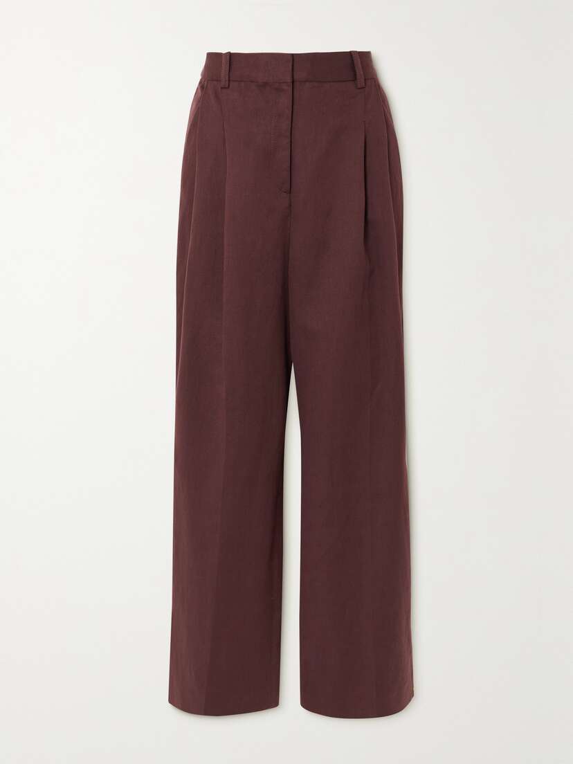 Loulou de Saison Idai Cotton And Linen-blend Twill Wide-leg Pants - x large