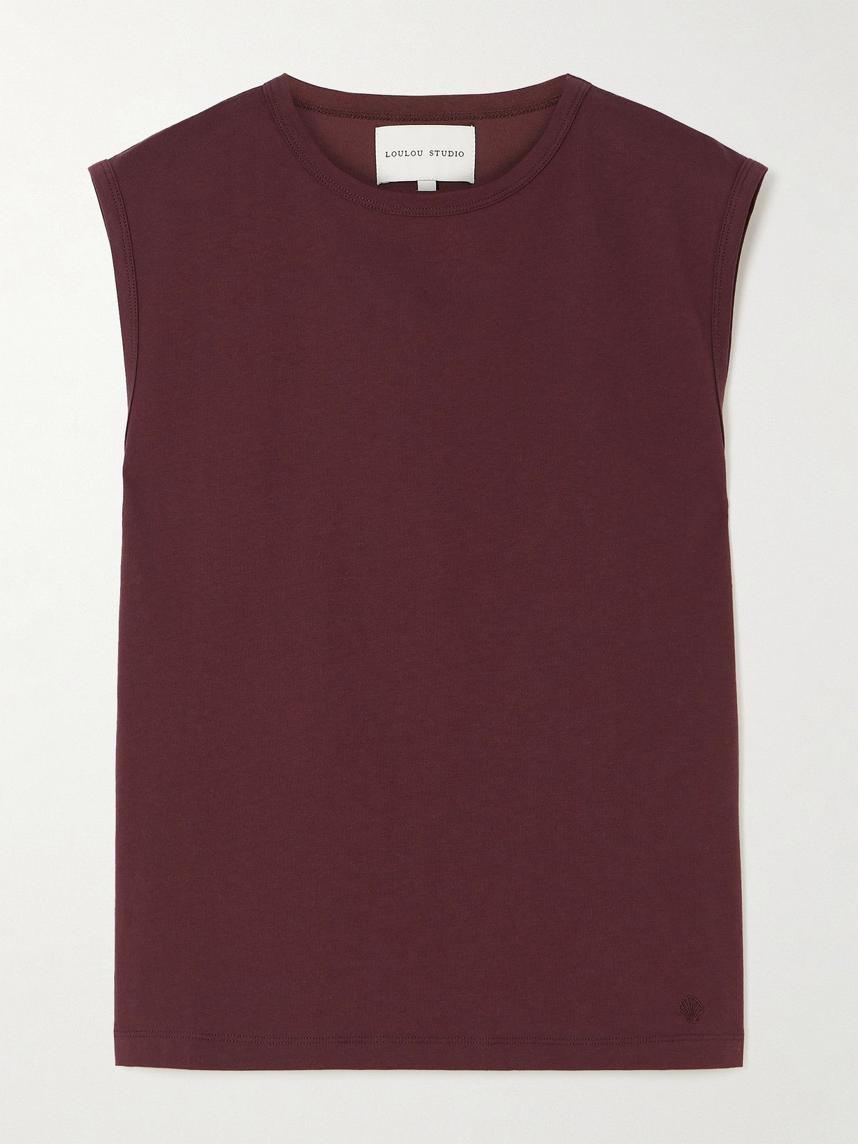 LOULOU STUDIO - Embroidered Supima Cotton-jersey Tank - Burgundy