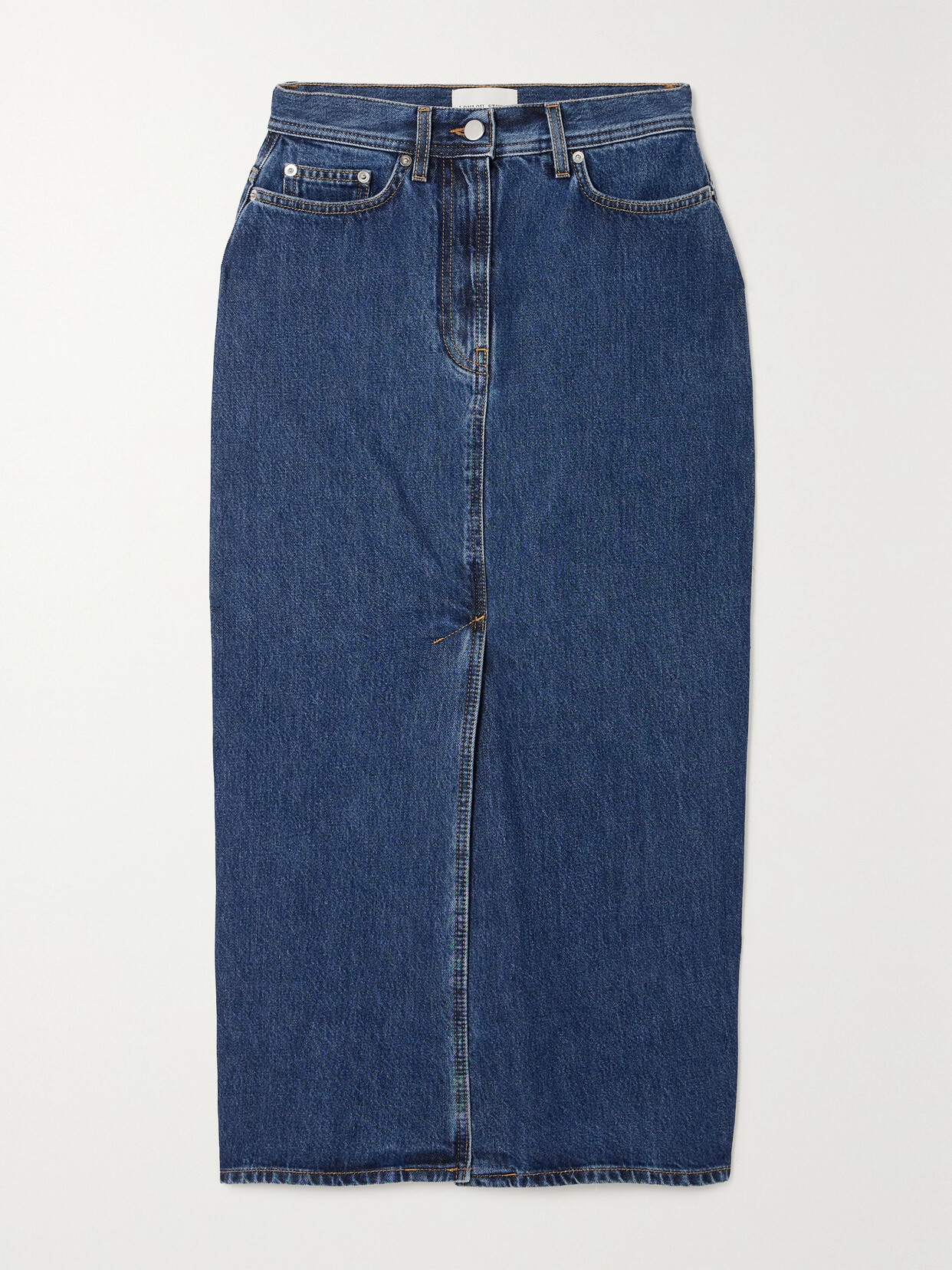 LOULOU STUDIO + Net Sustain Rona Organic Denim Midi Skirt - Blue