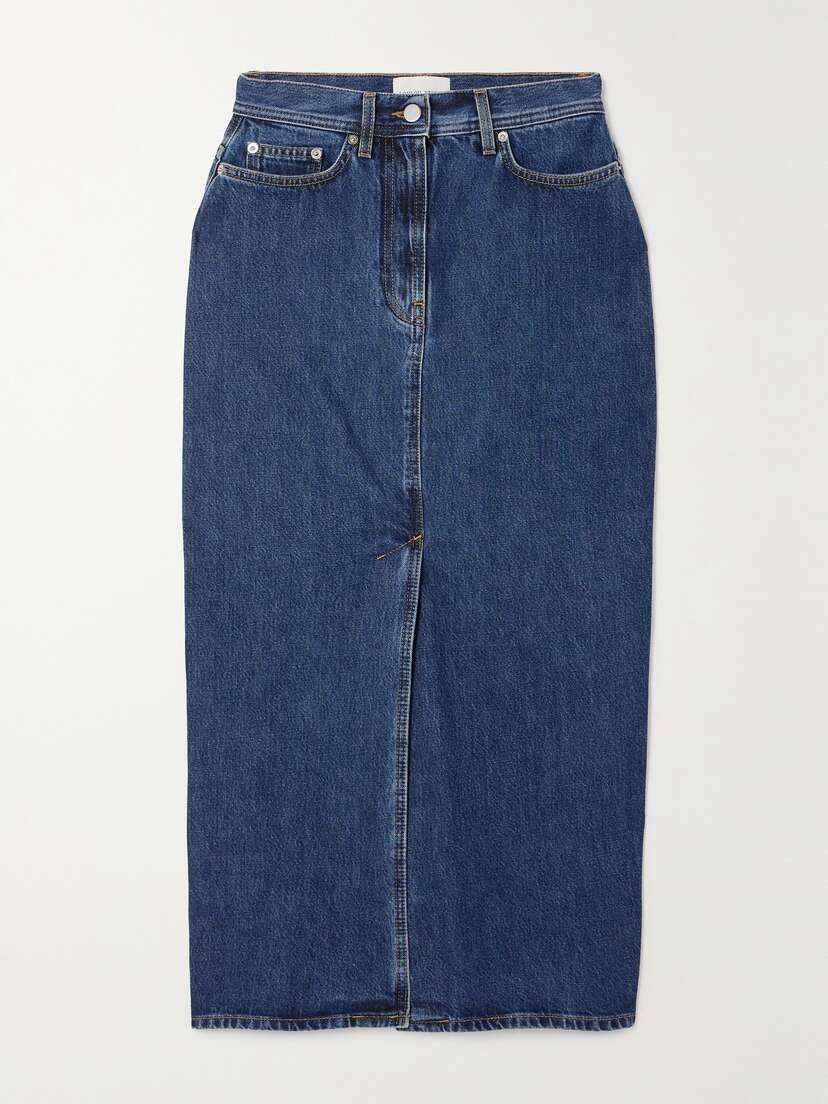 Loulou de Saison + Net Sustain Rona Organic Denim Midi Skirt - x large