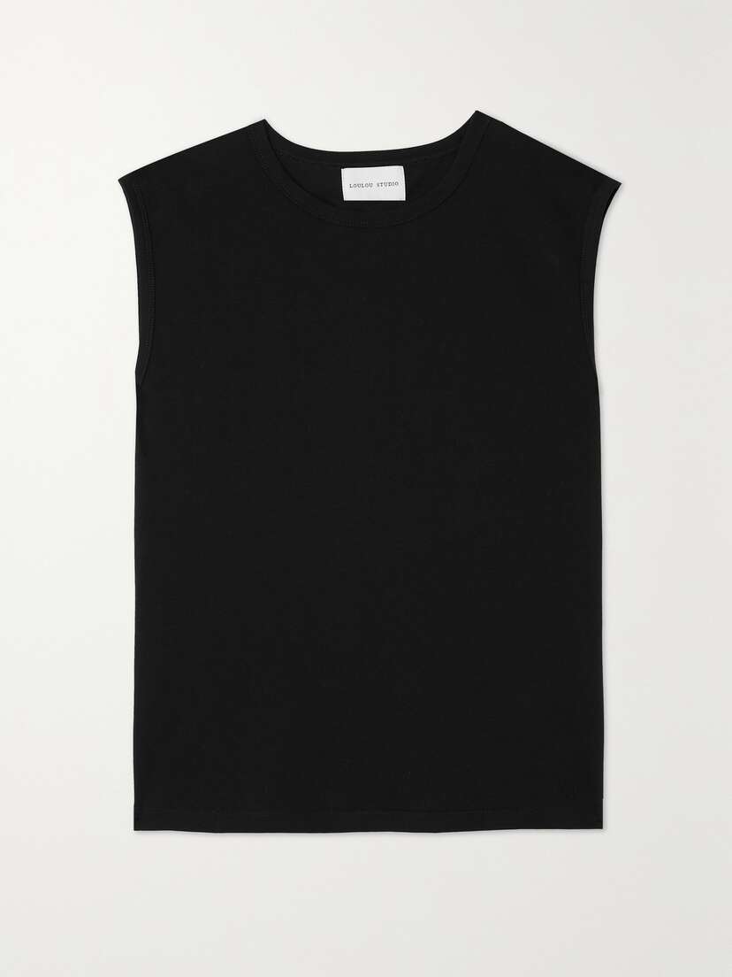 Loulou de Saison + Net Sustain Brani Embroidered Organic Supima Cotton-jersey Tank - x large