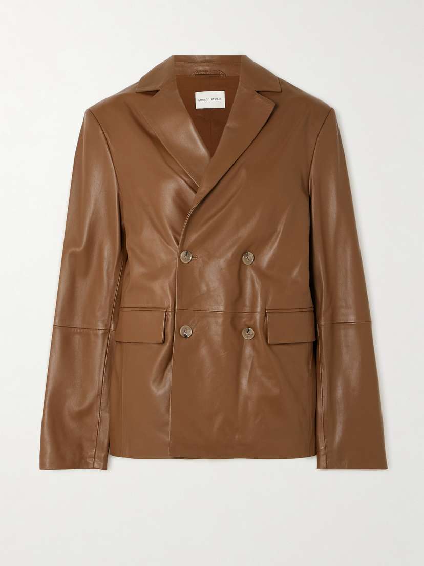 Loulou de Saison + Net Sustain Davao Double-breasted Leather Blazer