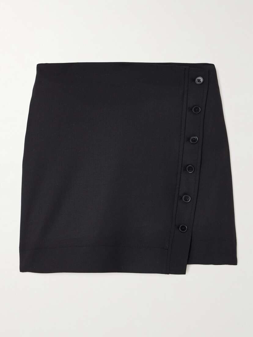 LOULOU STUDIO Mahaz Asymmetric Wool Mini Wrap Skirt - x large