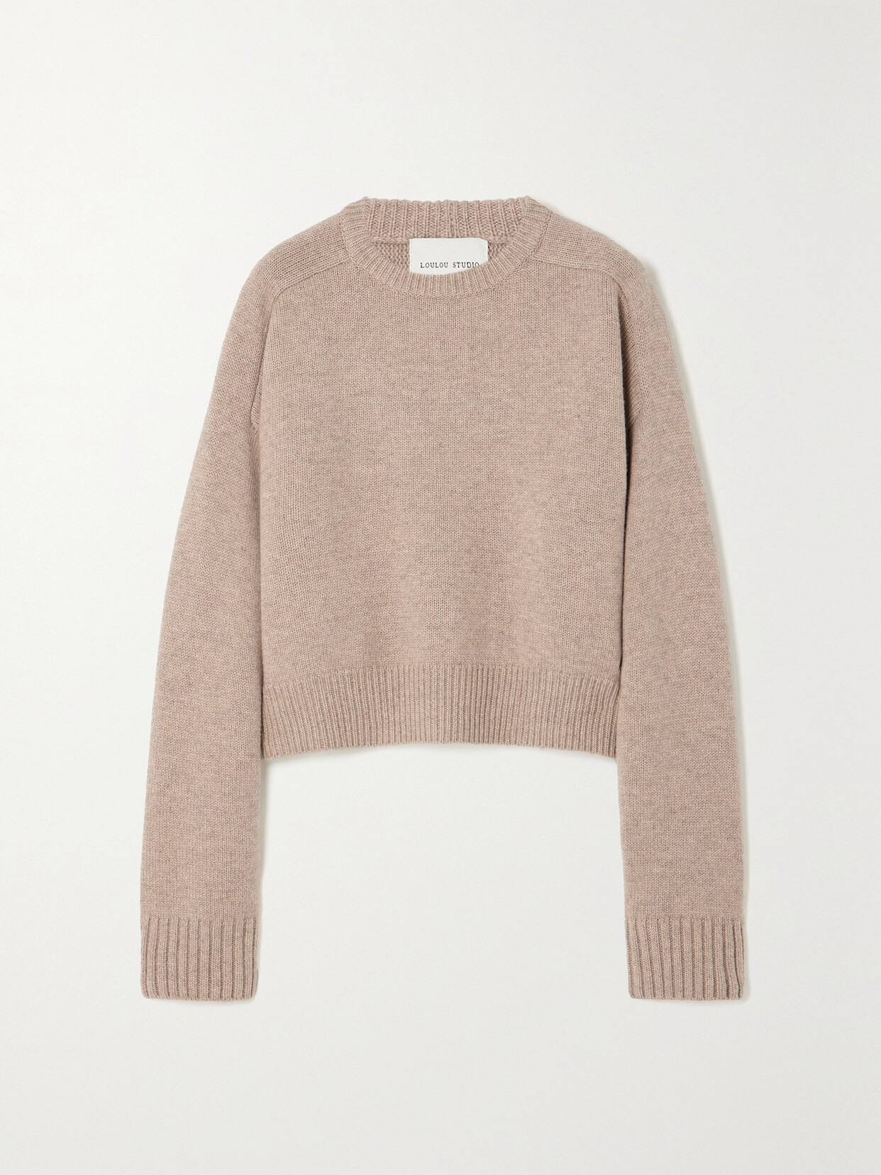 Loulou Studio Bruzzi Oversized Cropped Merino Wool And Cashmere-blend Sweater In Neutrals