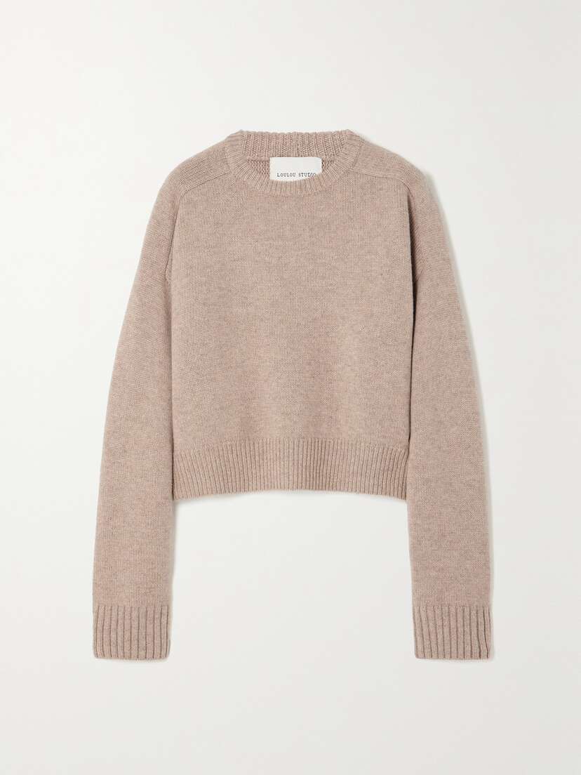 LOULOU STUDIO Bruzzi Oversized Cropped Merino Wool And Cashmere-blend Sweater