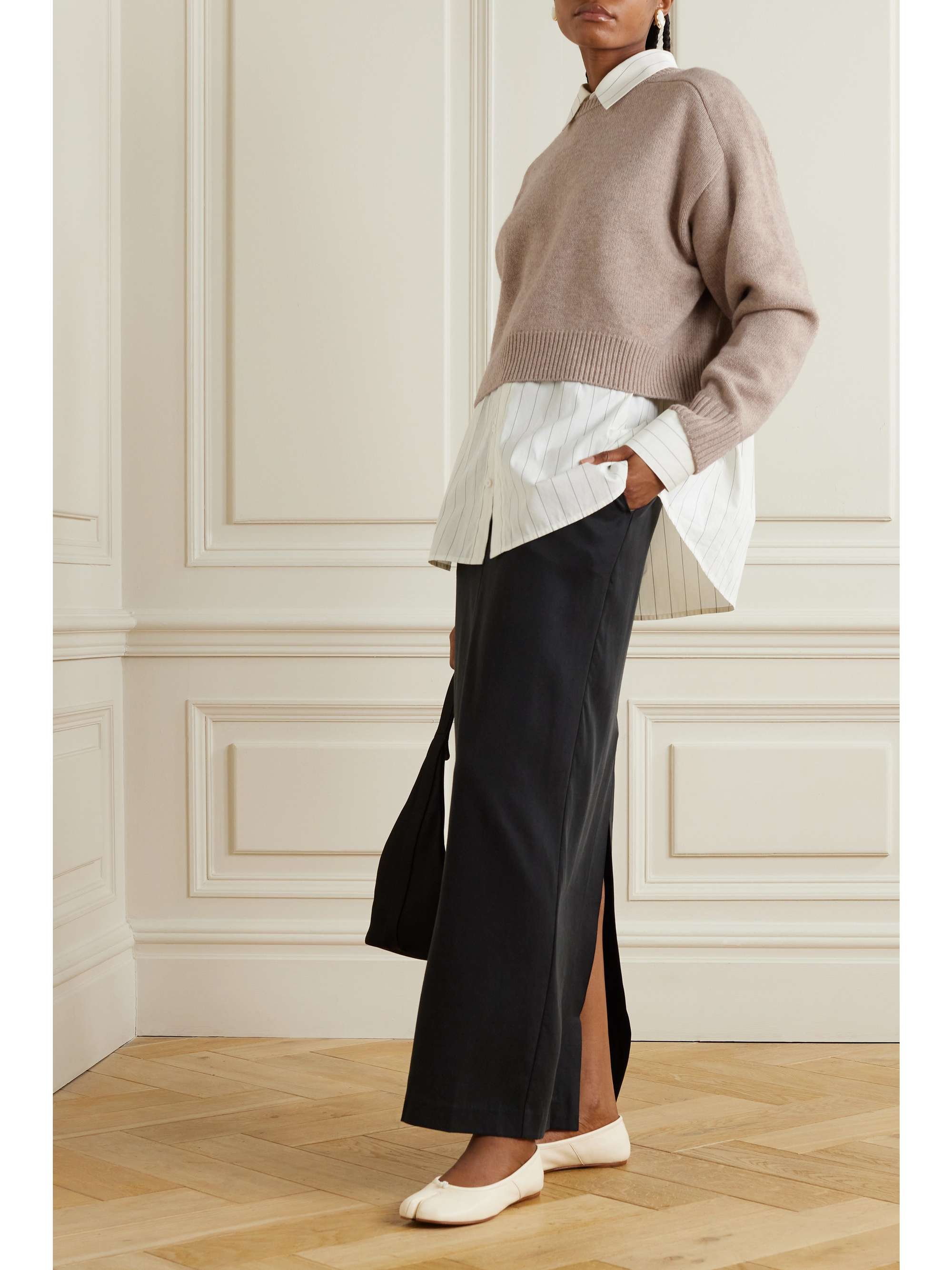 LOULOU DE SAISON Bruzzi oversized cropped wool and cashmere-blend sweater