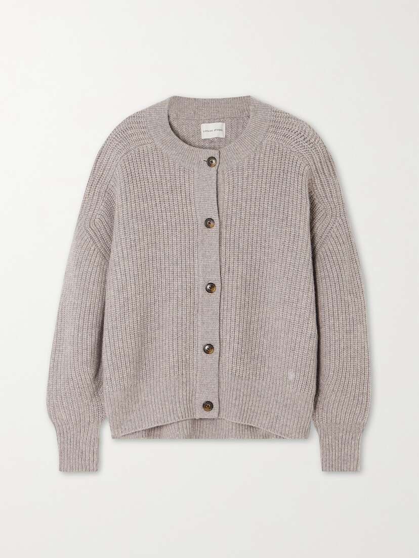 LOULOU STUDIO Harebells Embroidered Ribbed Cashmere Cardigan - x large