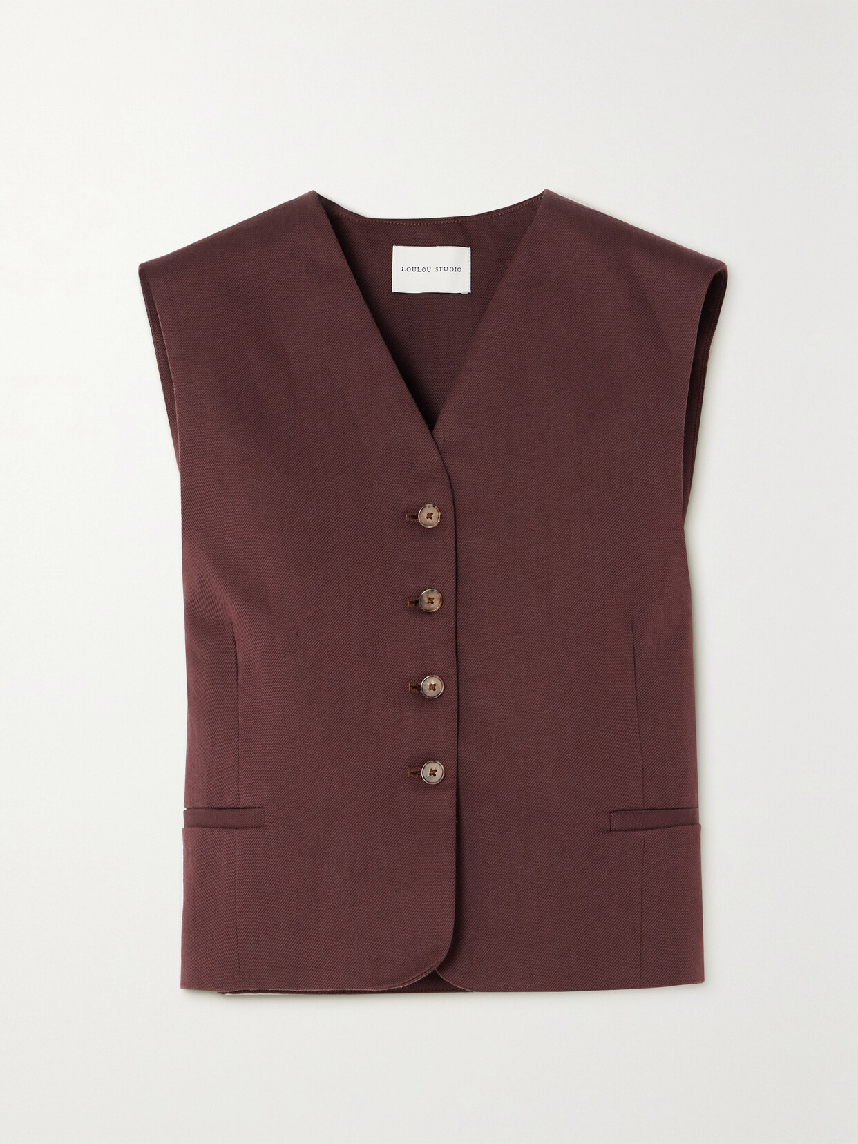 LOULOU STUDIO Iba Cotton And Linen-blend Twill Vest - Burgundy