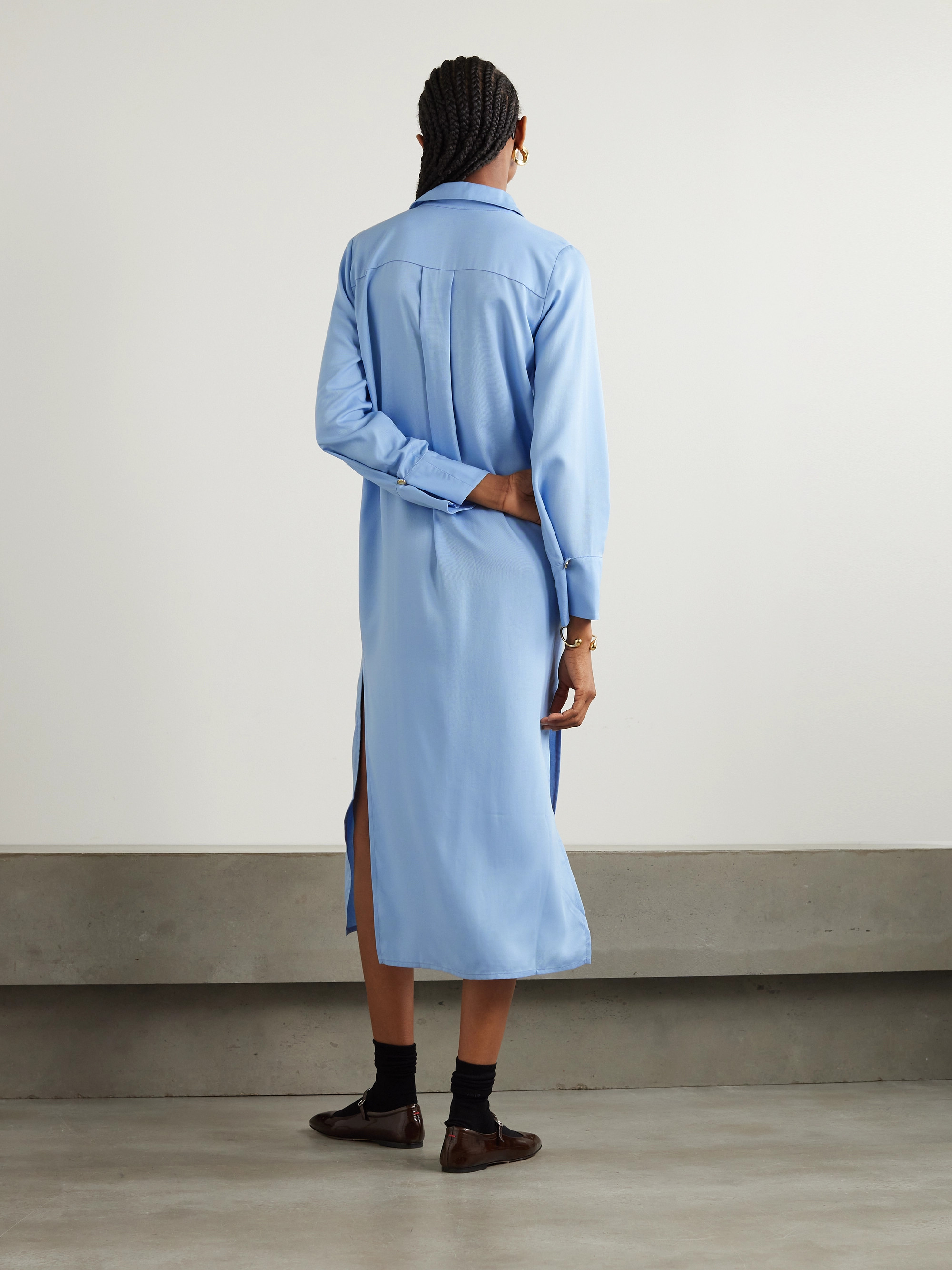 Mother Of Pearl + NET SUSTAIN pleated TENCEL™ Lyocell maxi shirt dress thumbnail