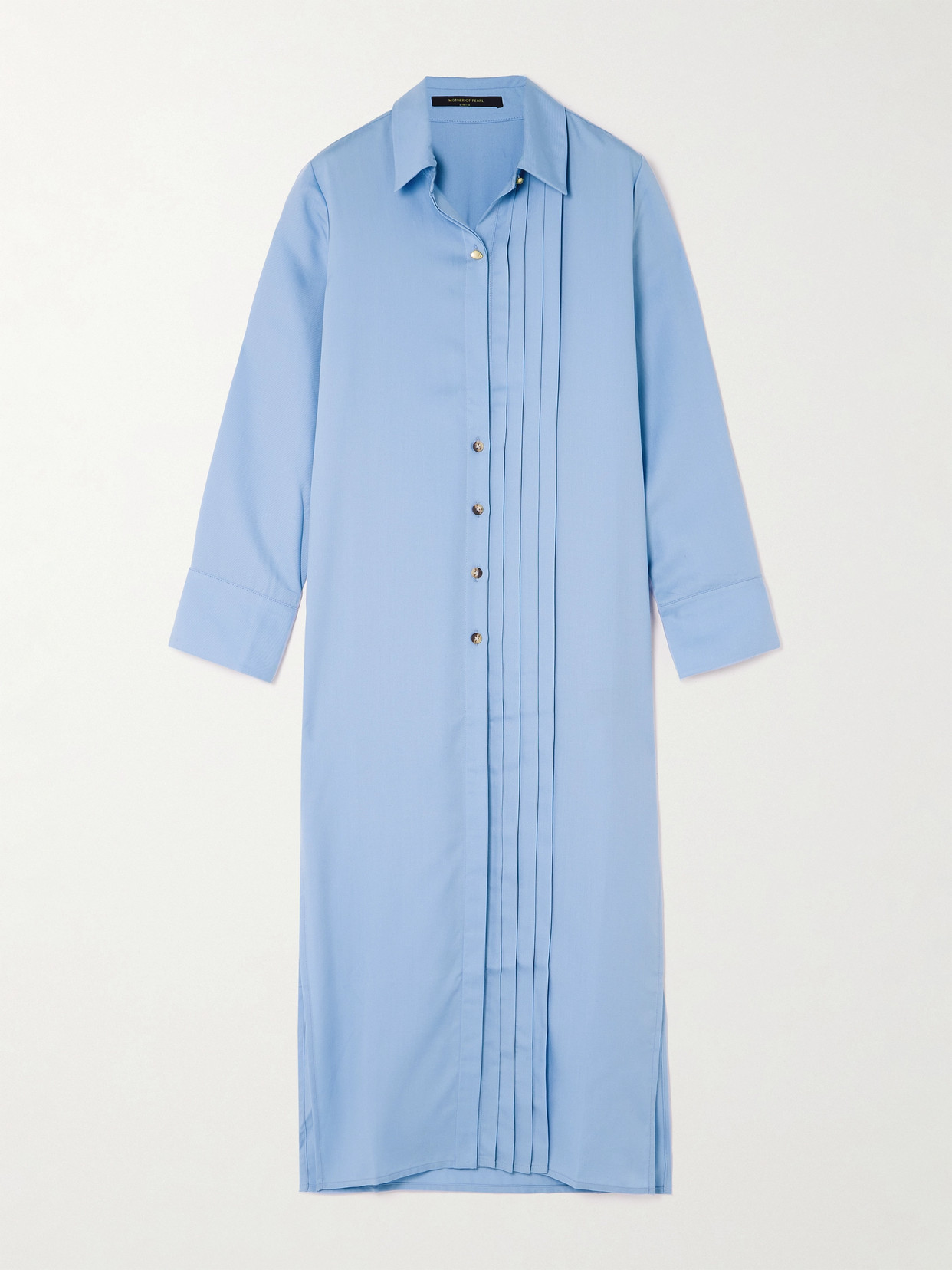 Mother Of Pearl + Net Sustain Pleated Tencel™ Lyocell Maxi Shirt Dress In Blue