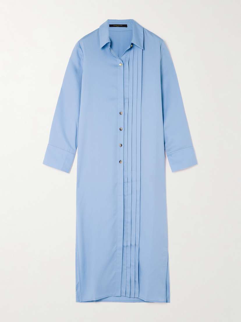 Mother of Pearl + Net Sustain Pleated Tencel™ Lyocell Maxi Shirt Dress - x large