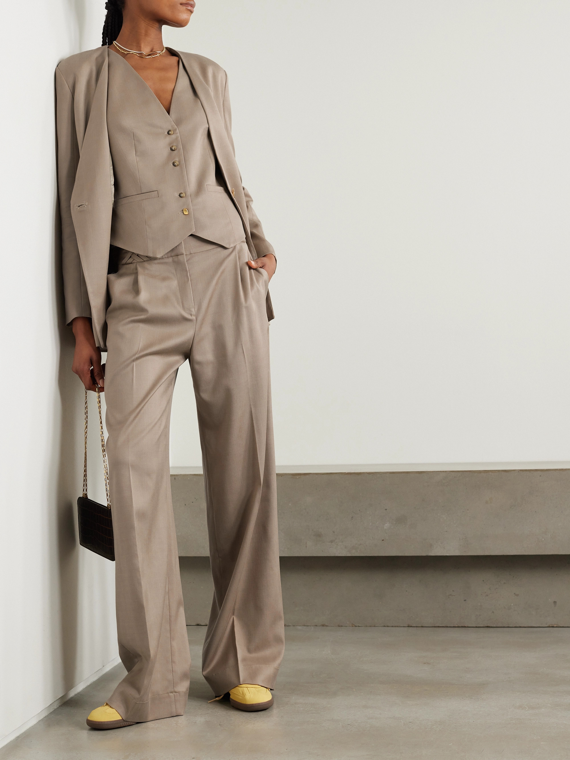 Mother Of Pearl + NET SUSTAIN Michiko pleated TENCEL™ Lyocell-blend wide-leg pants