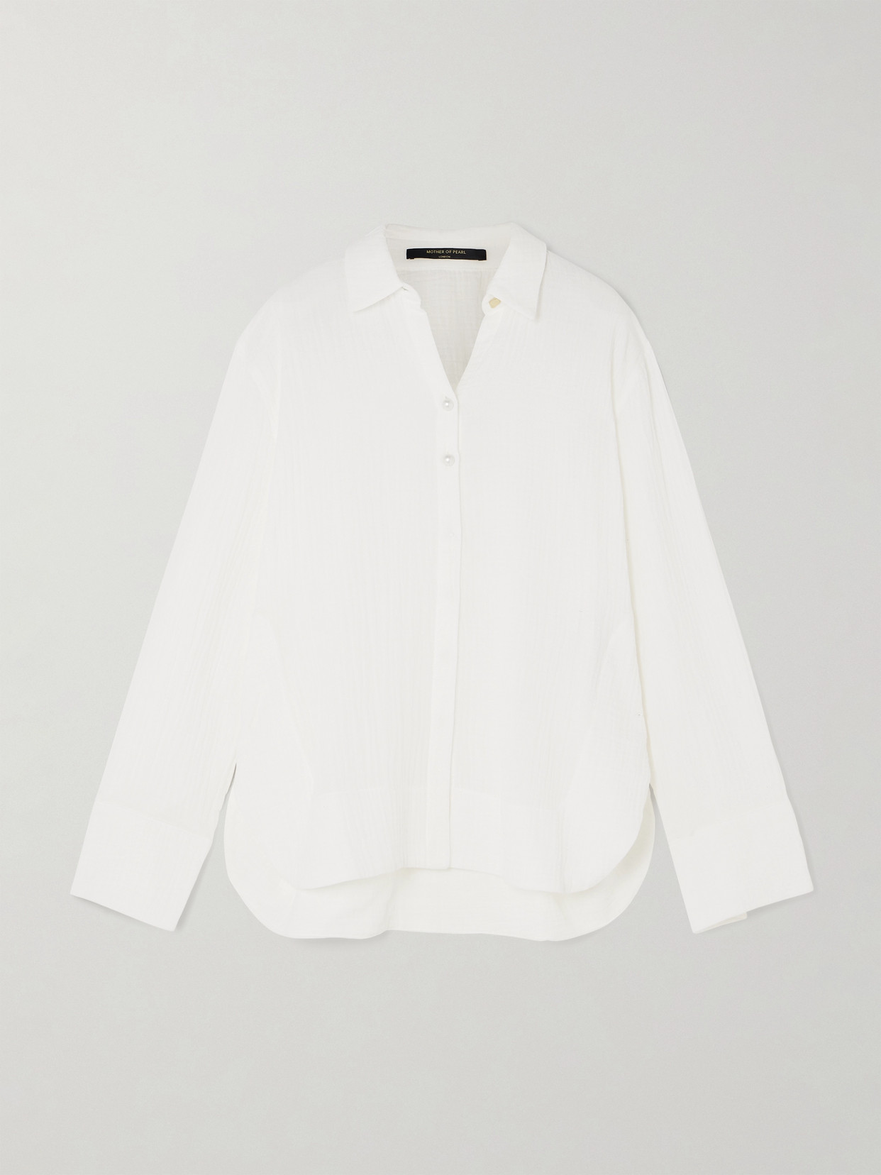 Mother Of Pearl + Net Sustain Oversized Organic Cotton-gauze Shirt In White