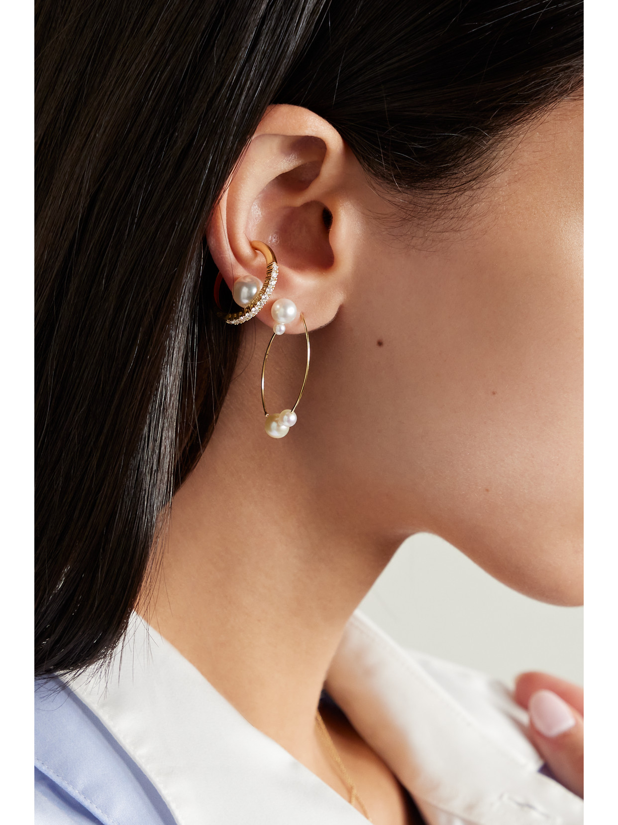 Mizuki 14-karat Gold Pearl Earrings In Gold
