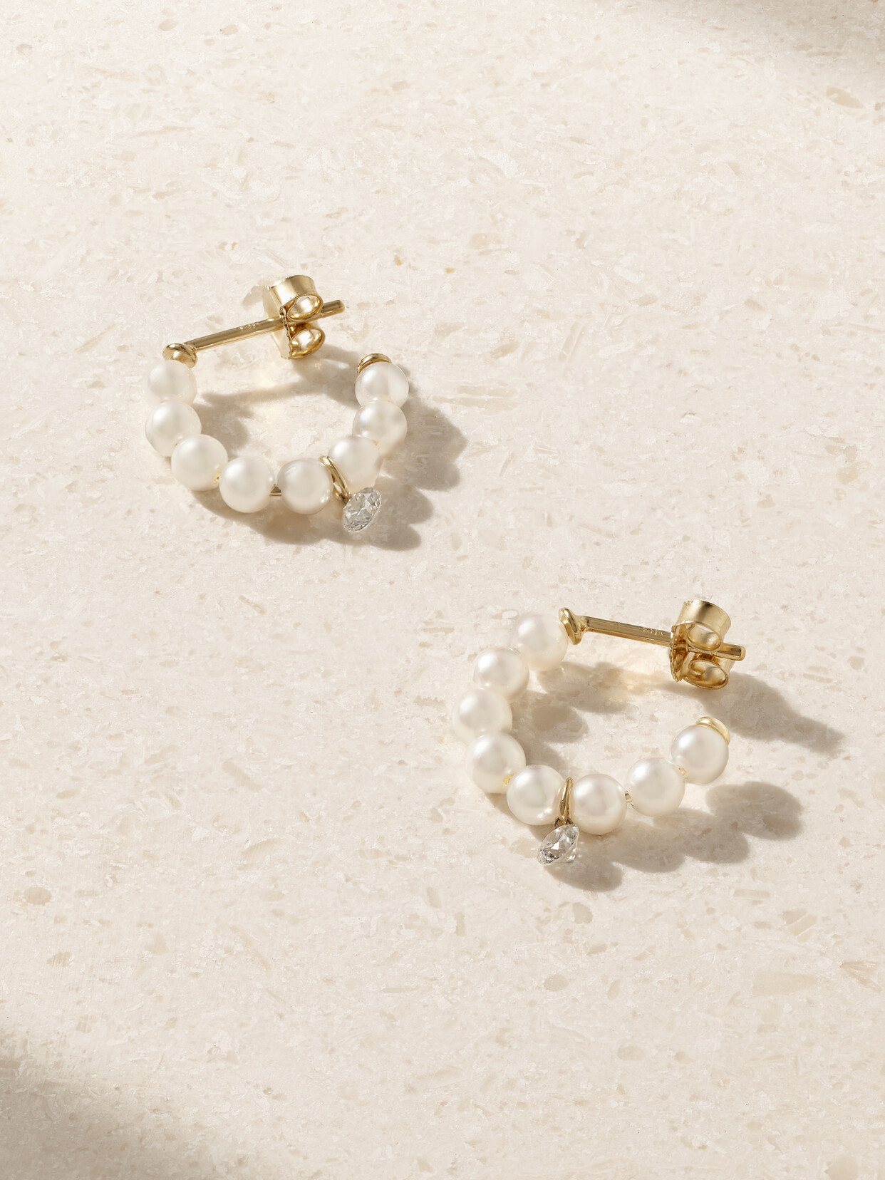 Mizuki 14-karat Gold, Pearl And Diamond Hoop Earrings