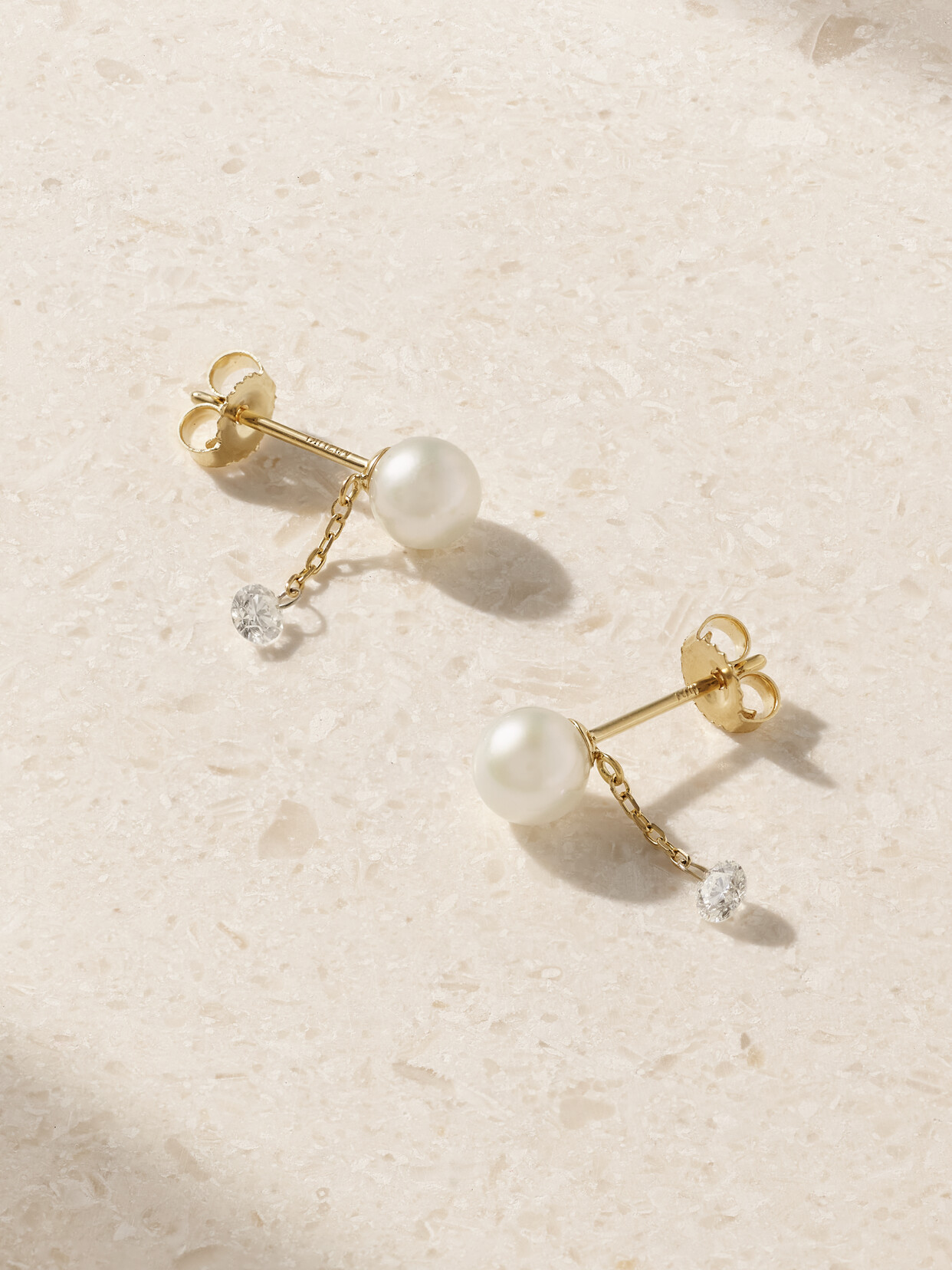 Mizuki 14-karat Gold, Pearl And Diamond Earrings