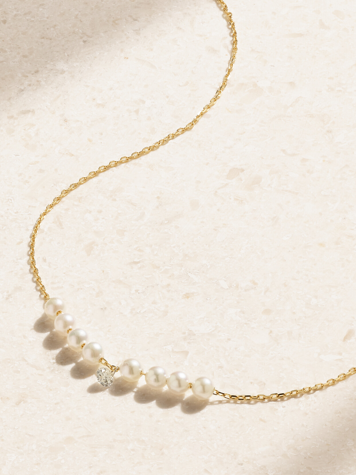 Mizuki 14-karat , Pearl And Diamond Necklace