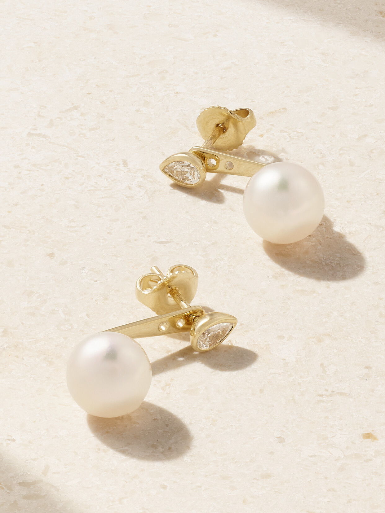 Mizuki 14-karat Gold, Pearl And Diamond Earrings