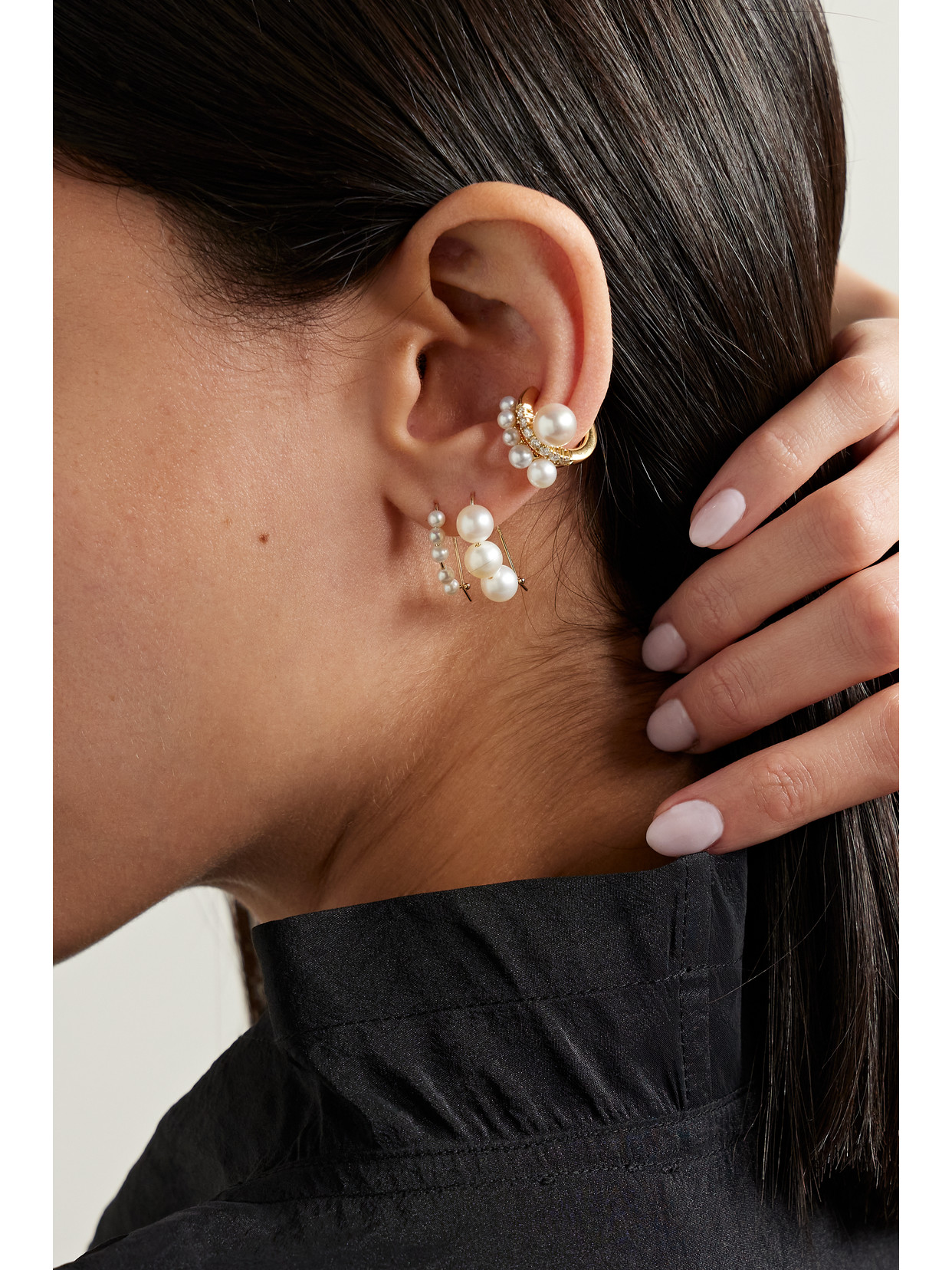 Mizuki 14-karat Gold Pearl Earrings In Gold