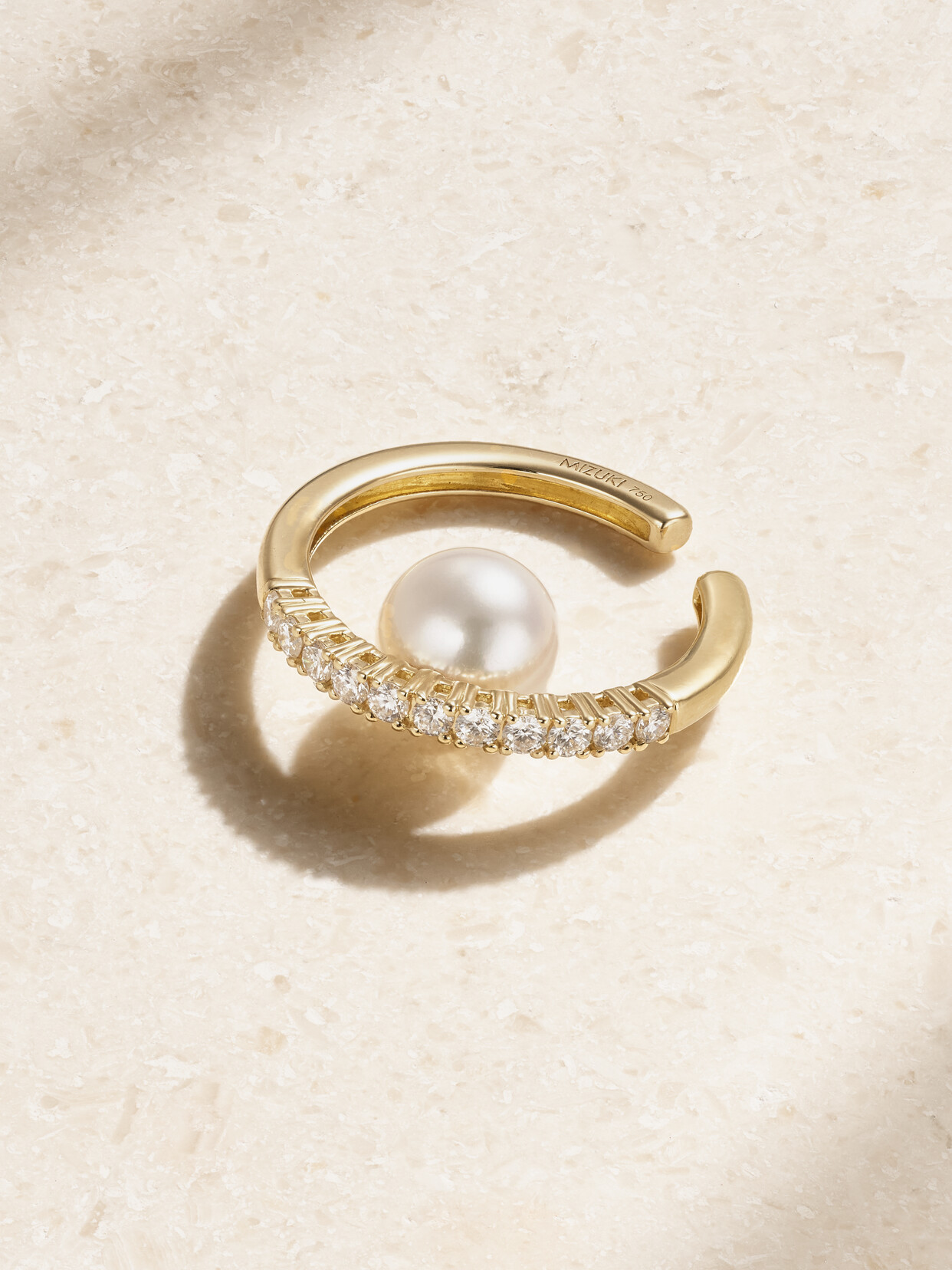 Mizuki 18-karat Gold, Diamond And Pearl Ear Cuff