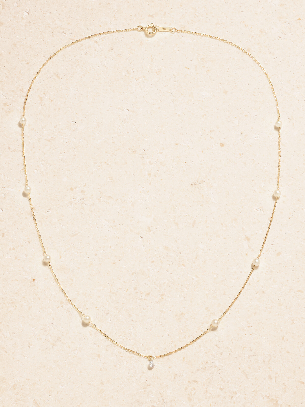 Mizuki 14-karat Gold, Pearl And Diamond Necklace