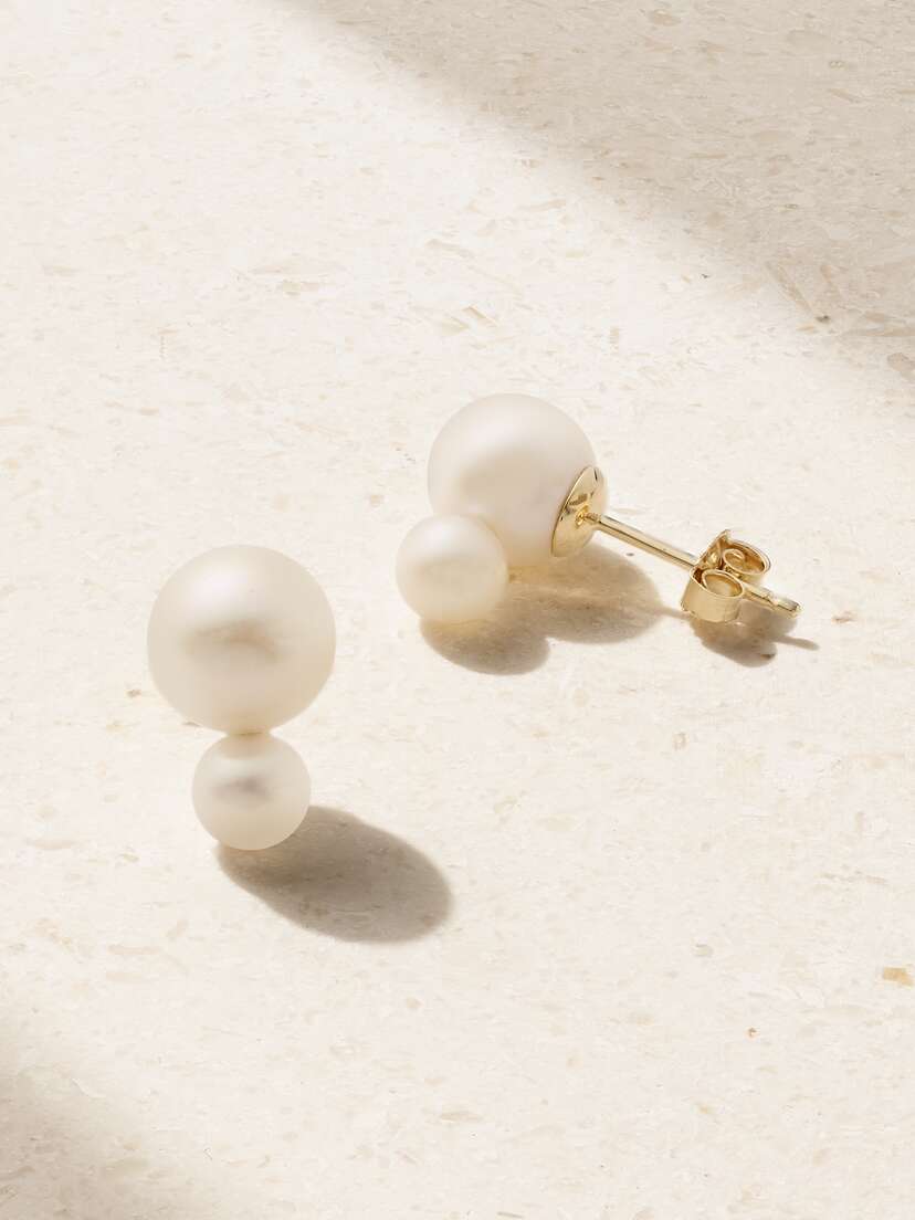 Mizuki 14-karat Gold Pearl Earrings