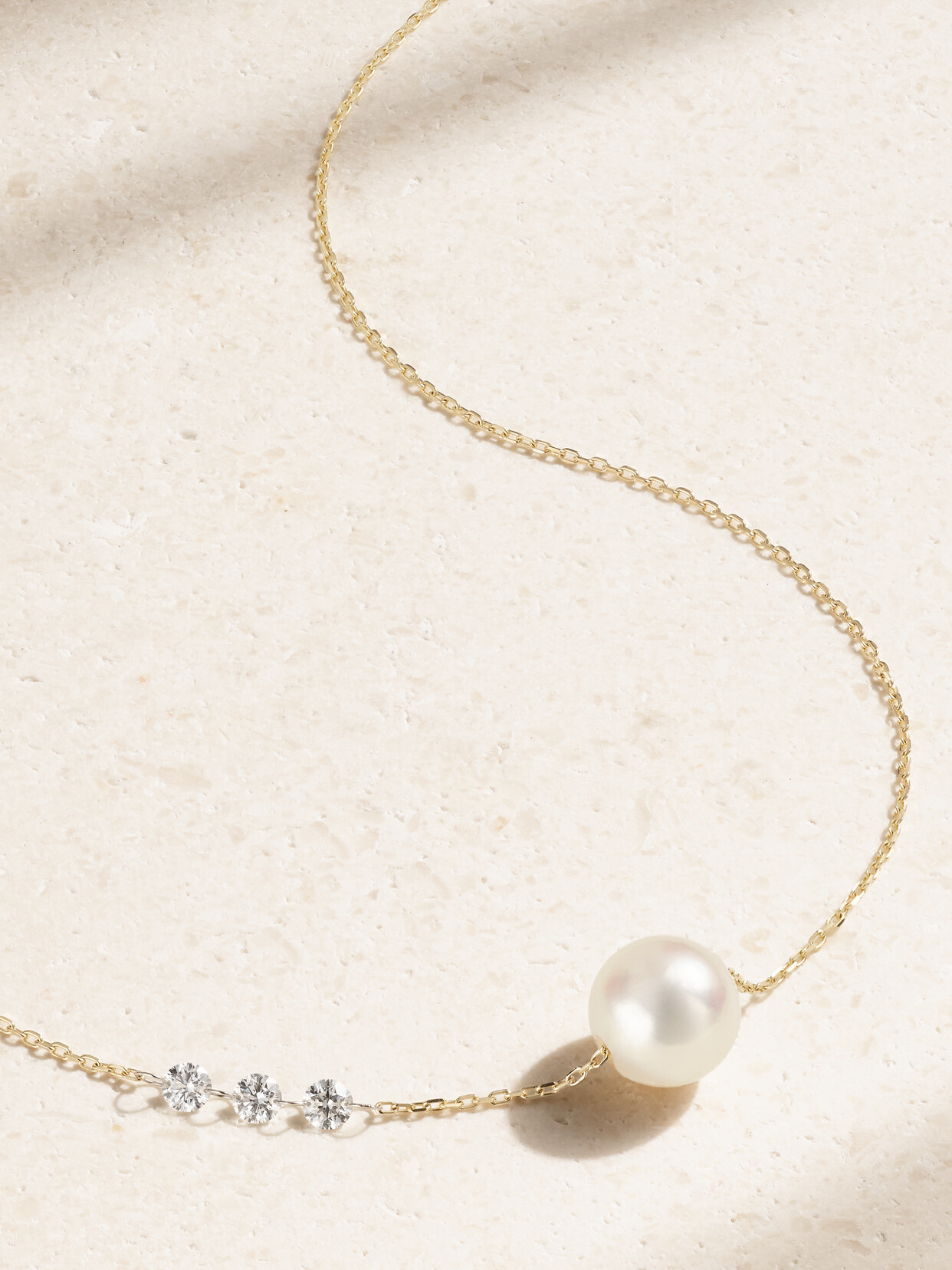 Mizuki 14-karat Gold, Pearl And Diamond Necklace