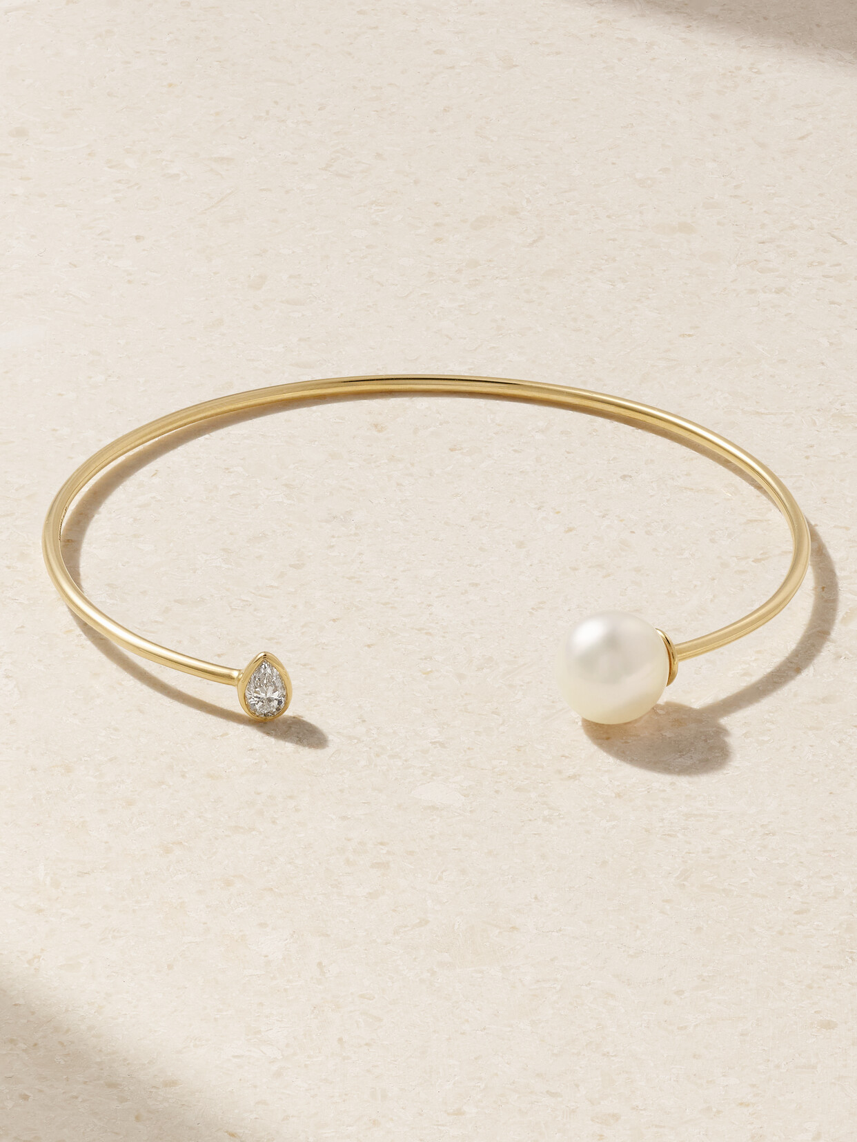 Mizuki 14-karat Gold, Pearl And Diamond Cuff - One size