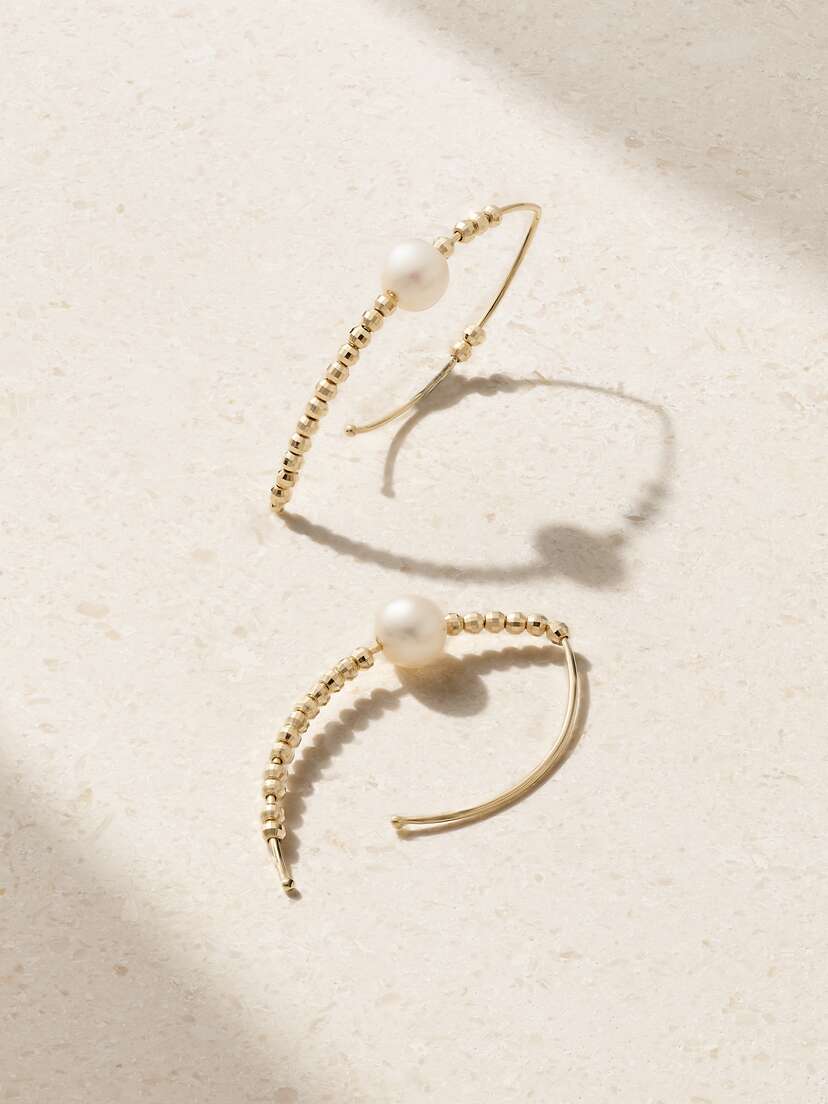 Mizuki Small 14-karat Gold Pearl Earrings