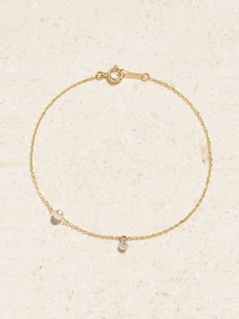 Mizuki 14-karat Gold, Pearl And Diamond Bracelet