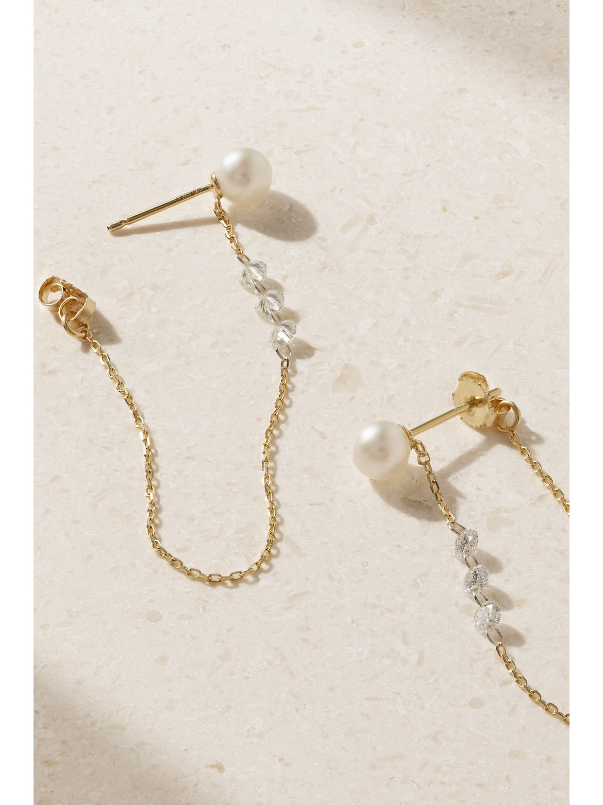 Mizuki 14-karat Gold, Pearl And Diamond Earrings In Gold