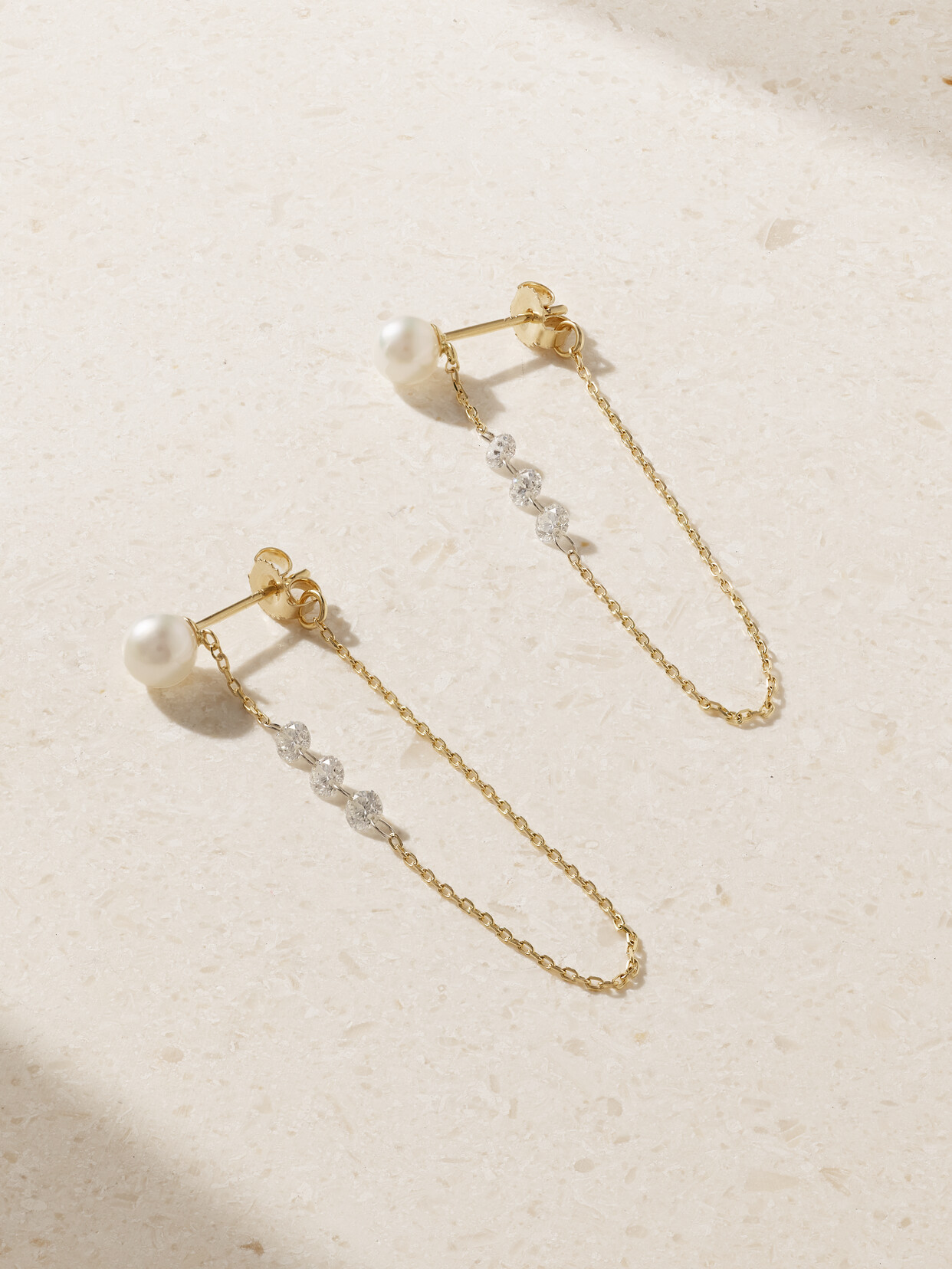 Mizuki 14-karat Gold, Pearl And Diamond Earrings