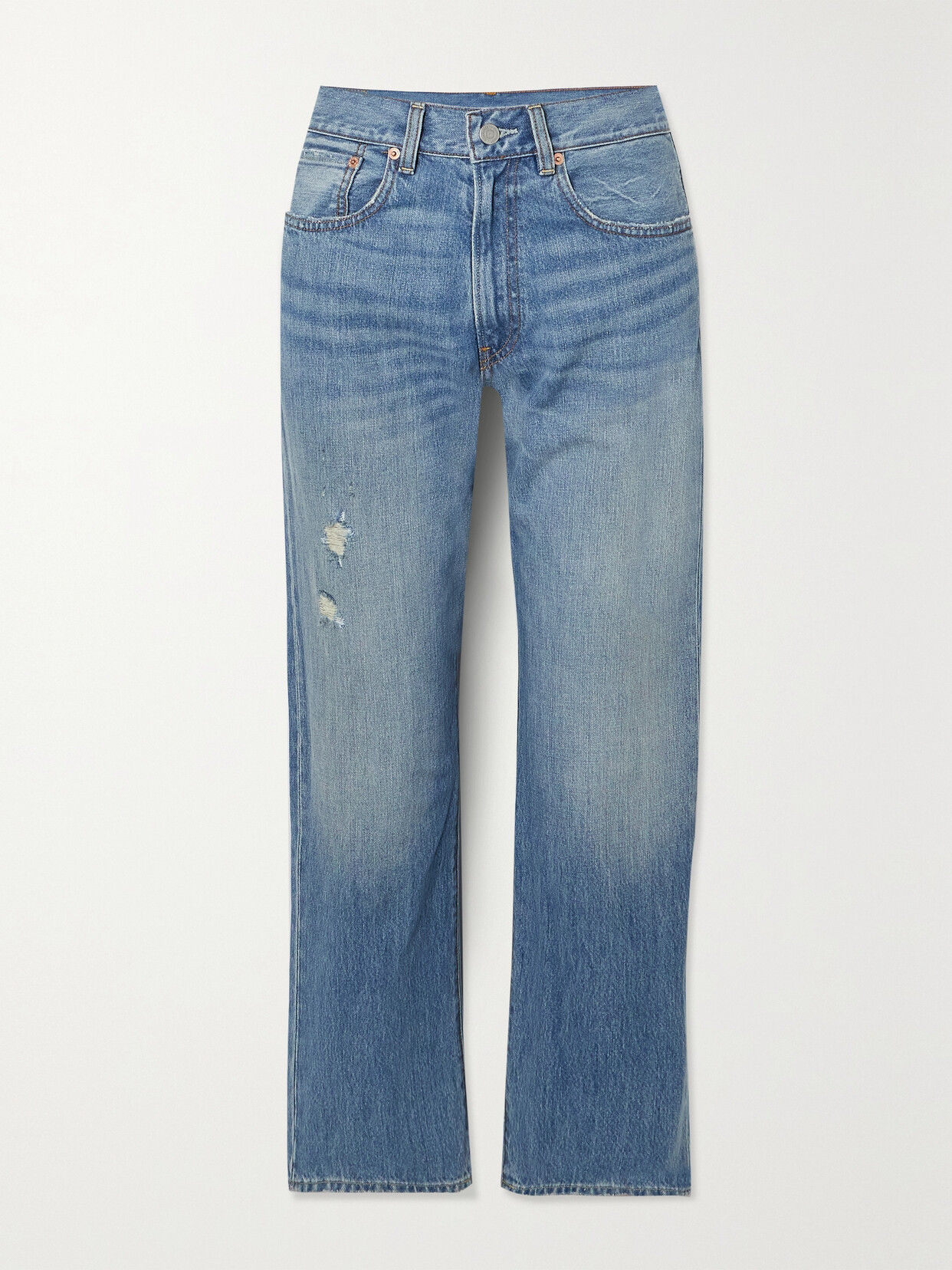 Denimist - Lucy Cropped Distressed Mid-rise Boyfriend Jeans - Blue