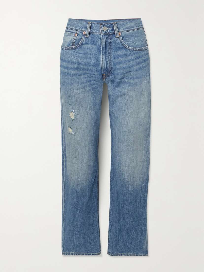 Denimist Lucy Cropped Distressed Mid-rise Boyfriend Jeans
