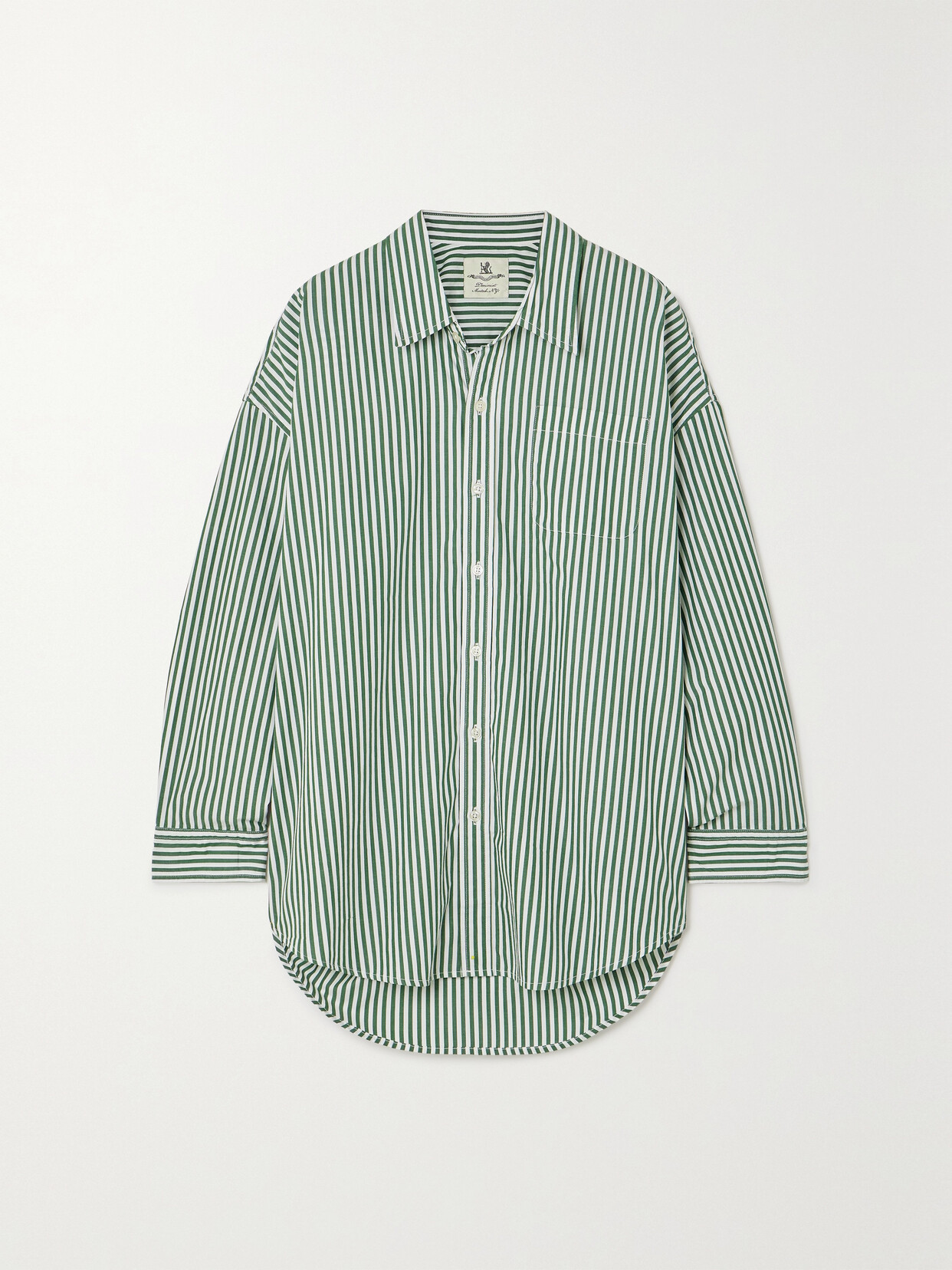 Denimist Striped Oversized Cotton-poplin Shirt In Green