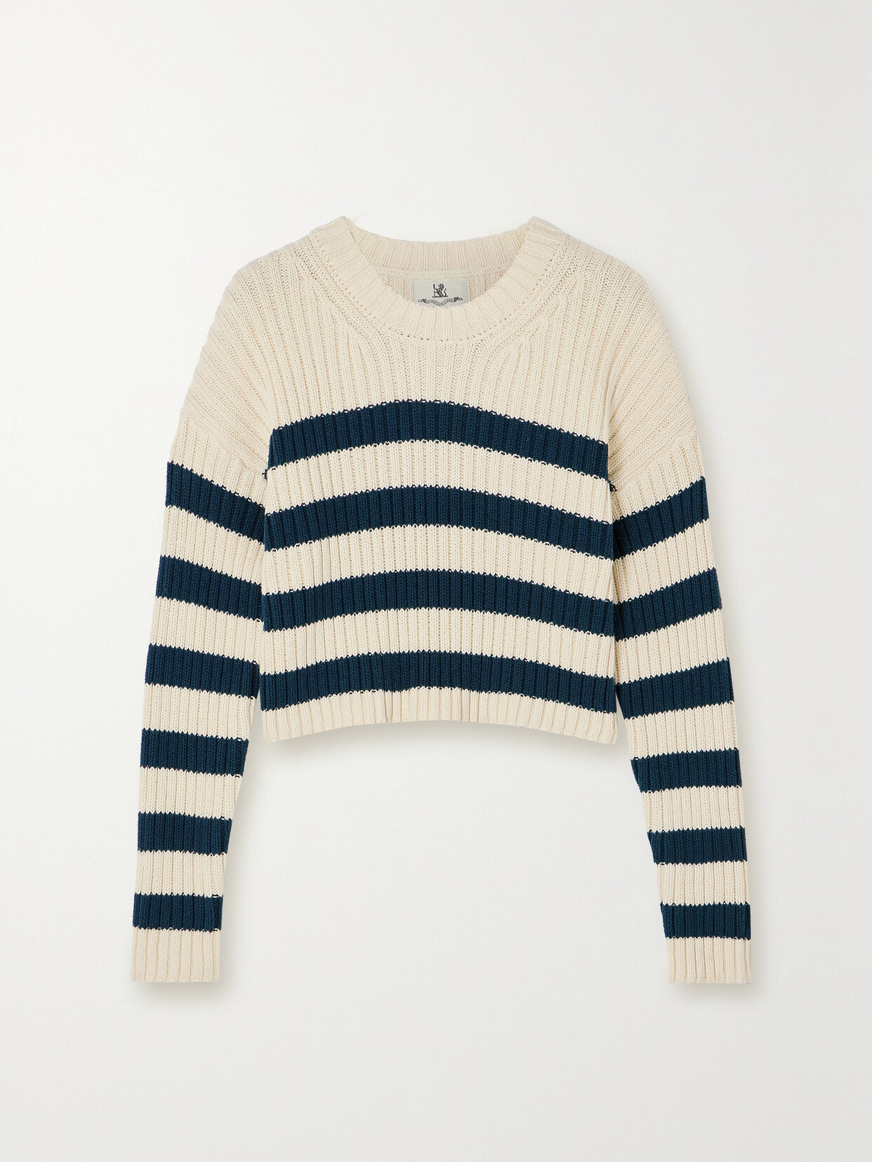 Denimist - Ribbed Striped Cotton Sweater - Ecru