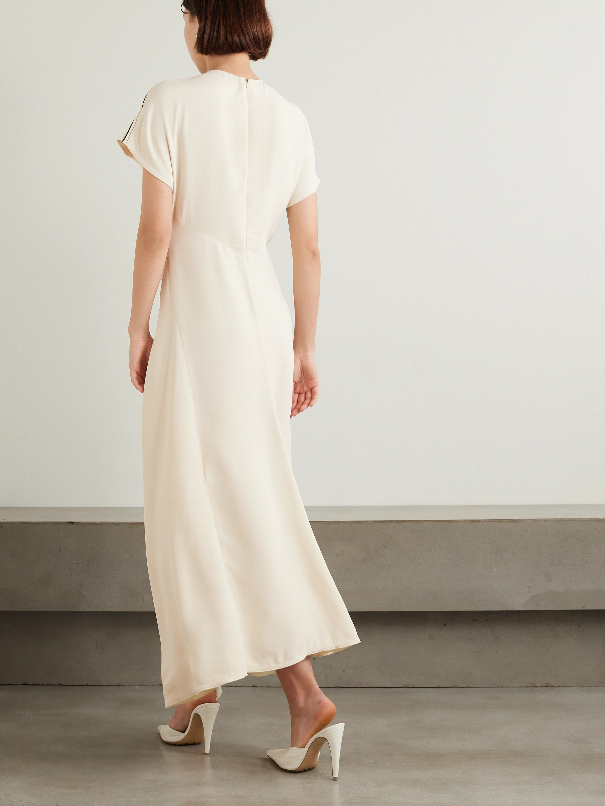Victoria Beckham Asymmetric tie-detailed cady midi dress