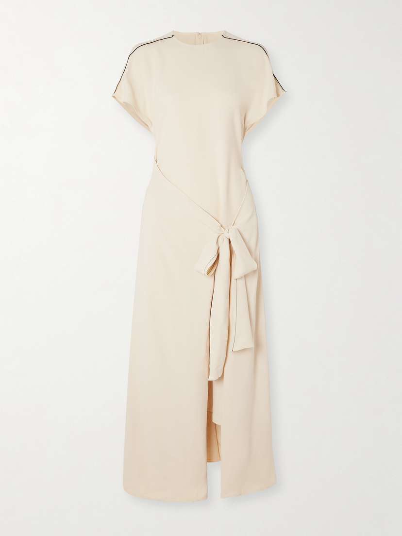 Victoria Beckham Asymmetric Tie-detailed Cady Midi Dress