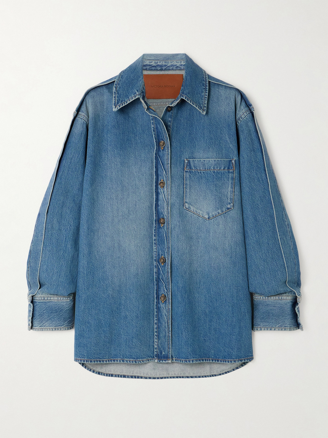 Victoria Beckham - Pintucked Denim Shirt - Blue