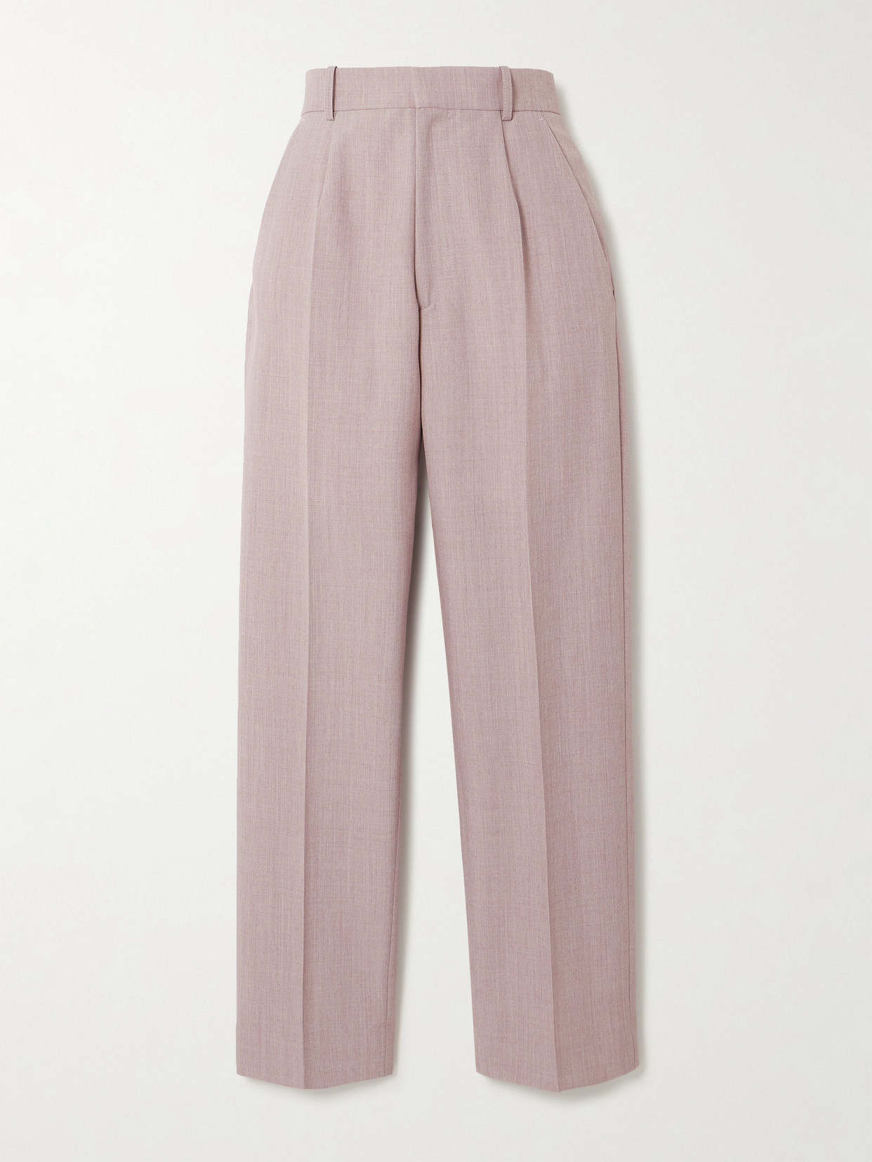 Victoria Beckham Pleated Woven Tapered Pants In Pink