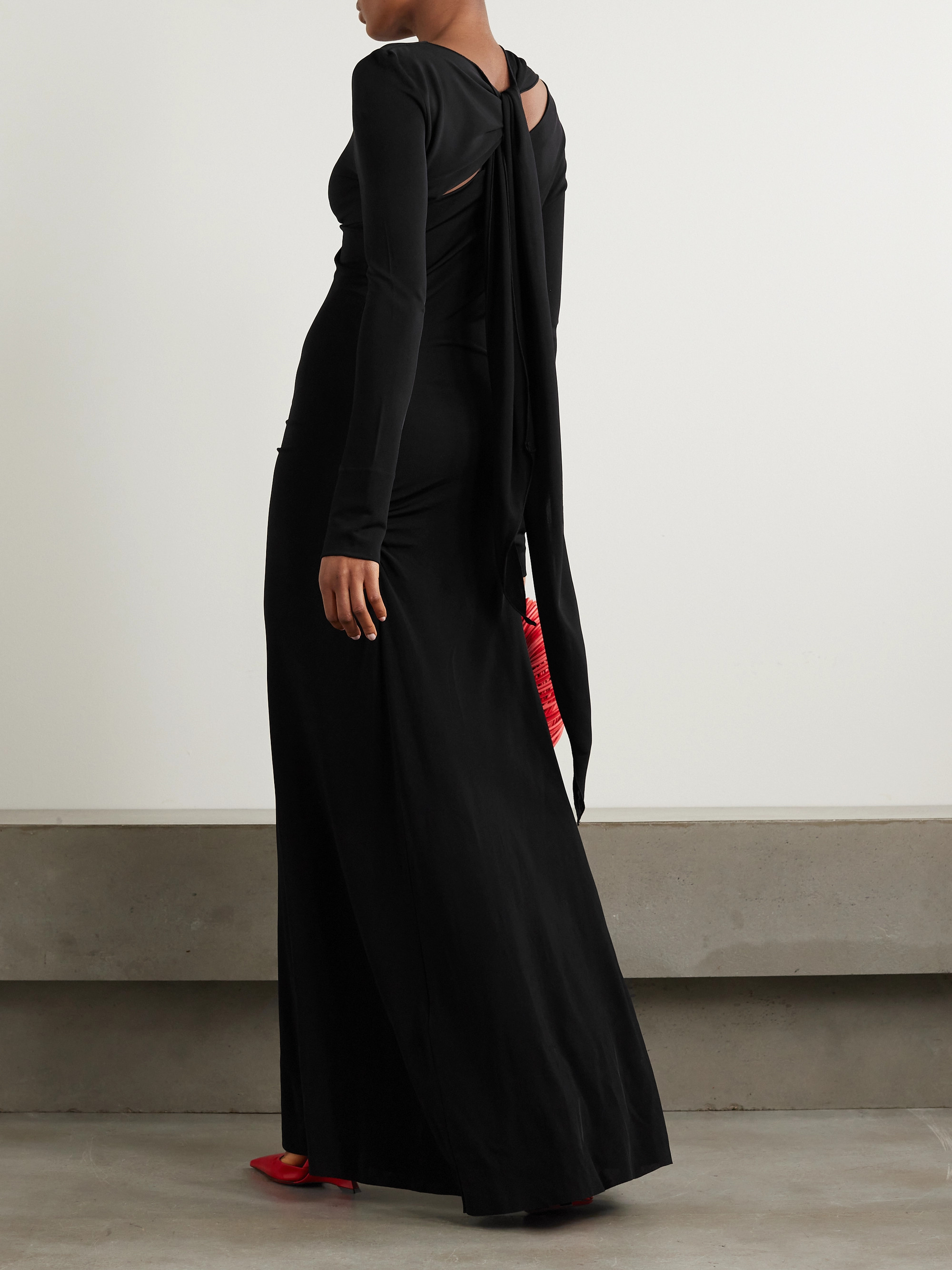 Victoria Beckham Twist-front cutout stretch-jersey gown thumbnail