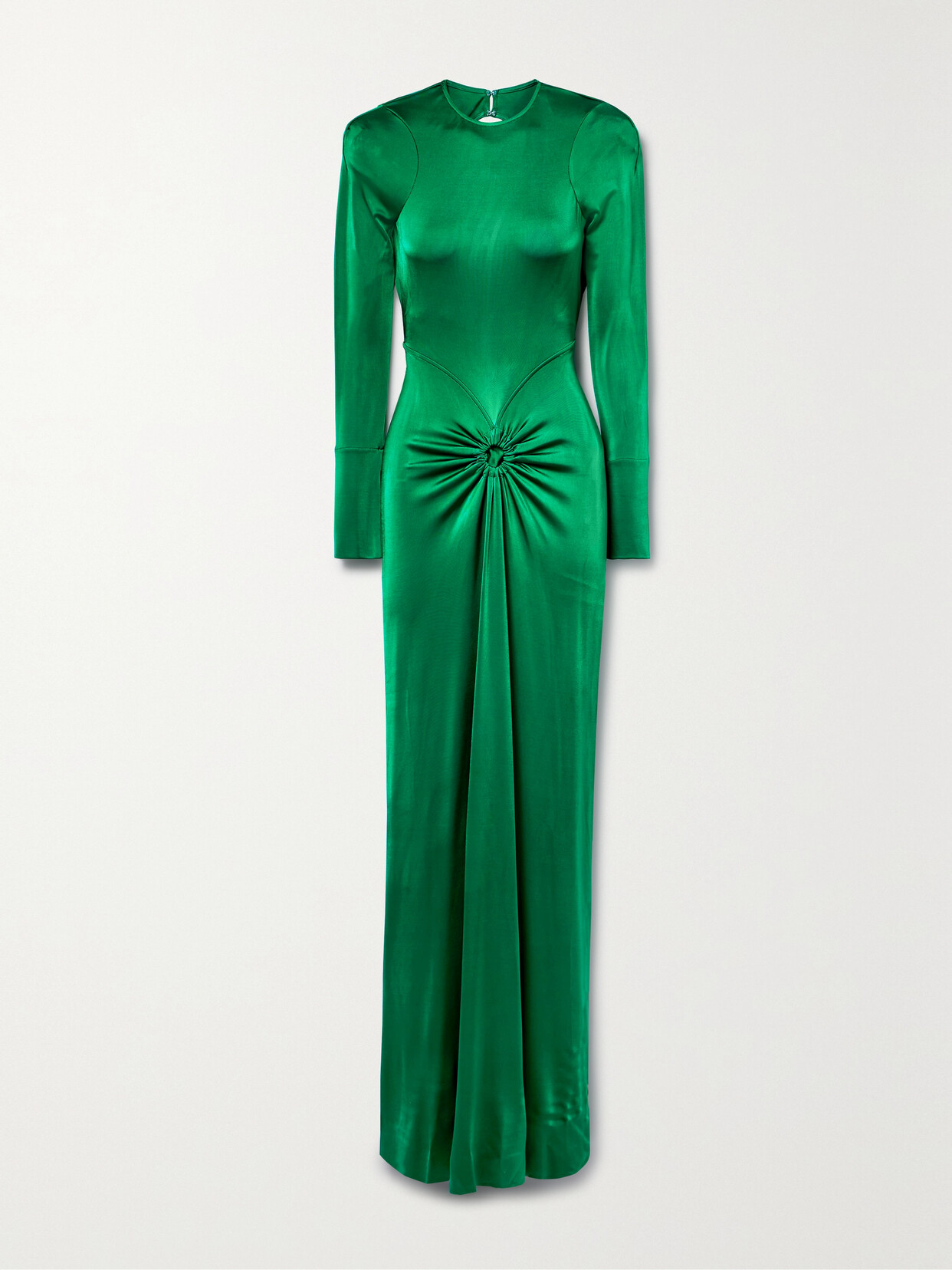 Victoria Beckham - Open-back Gathered Stretch-satin Jersey Gown - Green