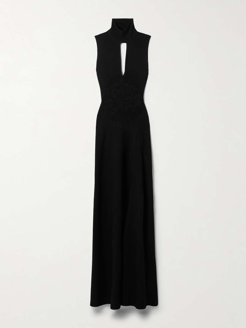 Victoria Beckham Cutout Stretch-knit Turtleneck Gown